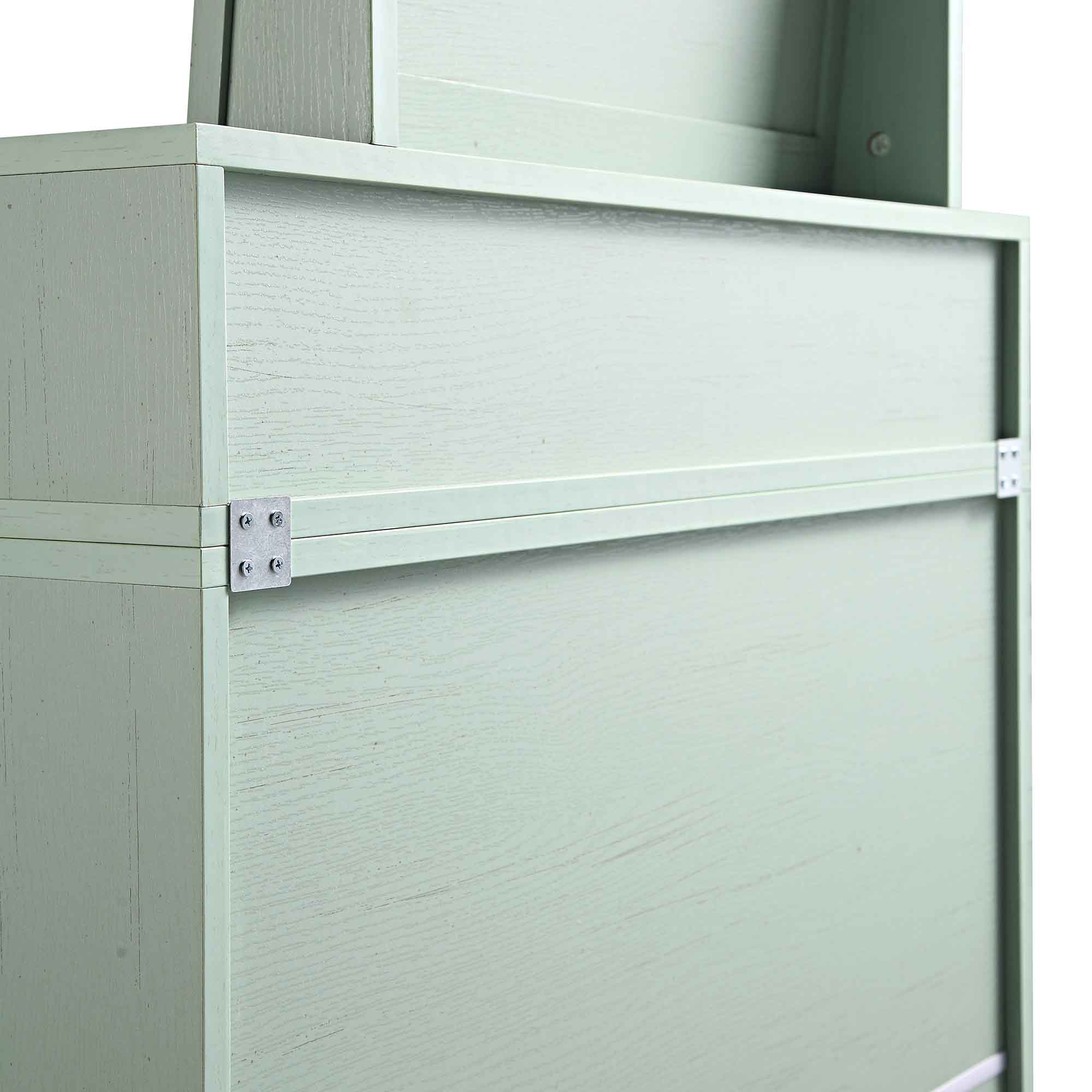 Frances Woven Rattan Tall Vanity Chest with Mirror, Mint - Image 13