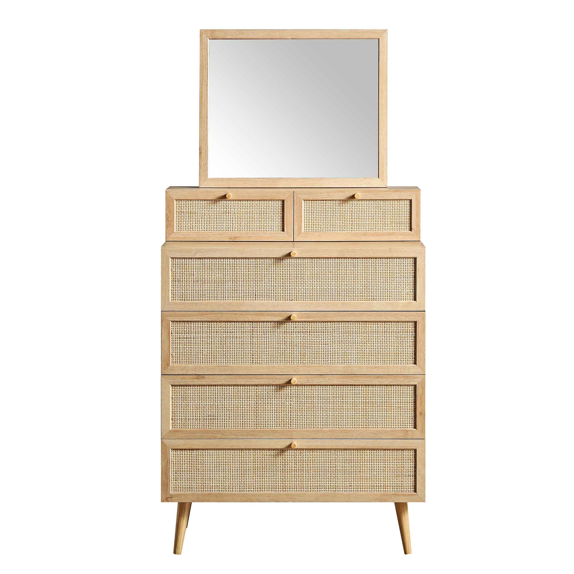 Frances Woven Rattan Tall Vanity Chest with Mirror, Natural - Image 4