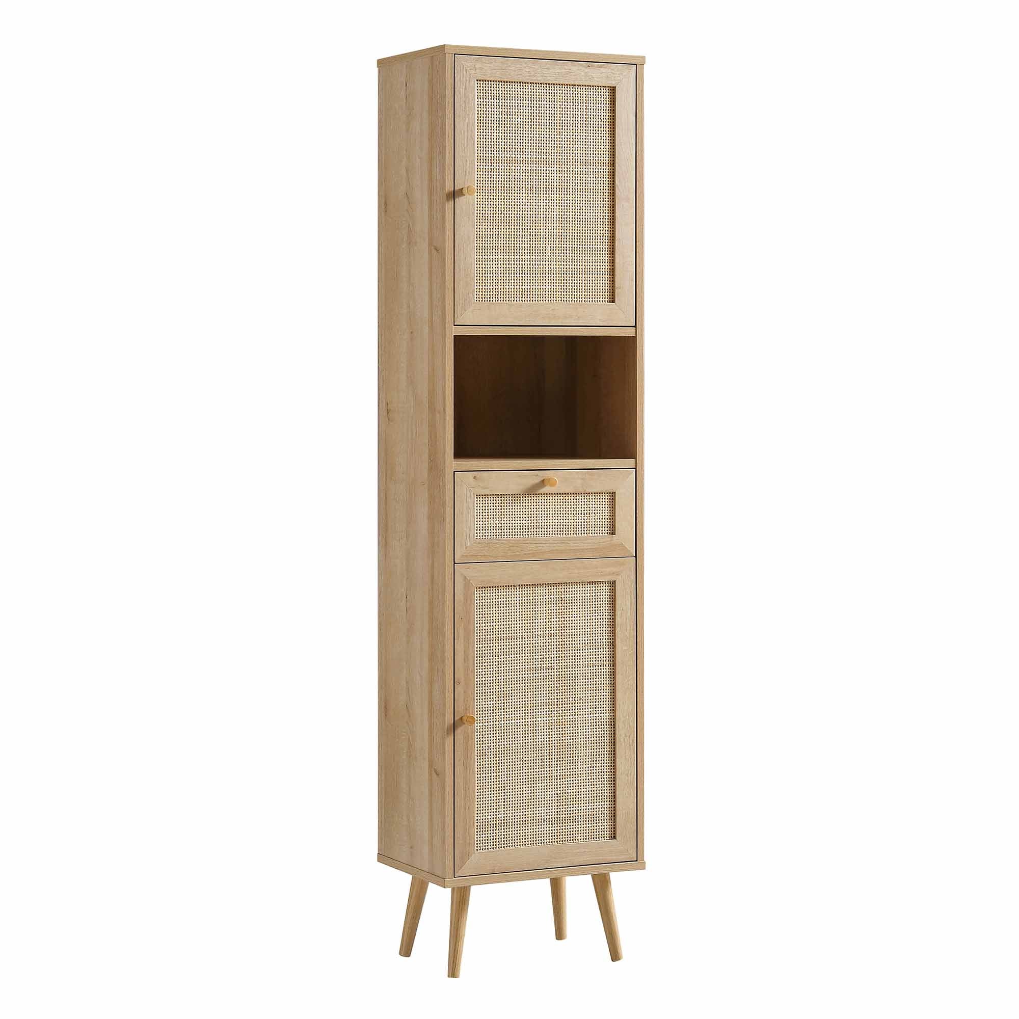 Frances Woven Rattan Tallboy Bathroom Unit, Natural - Image 5