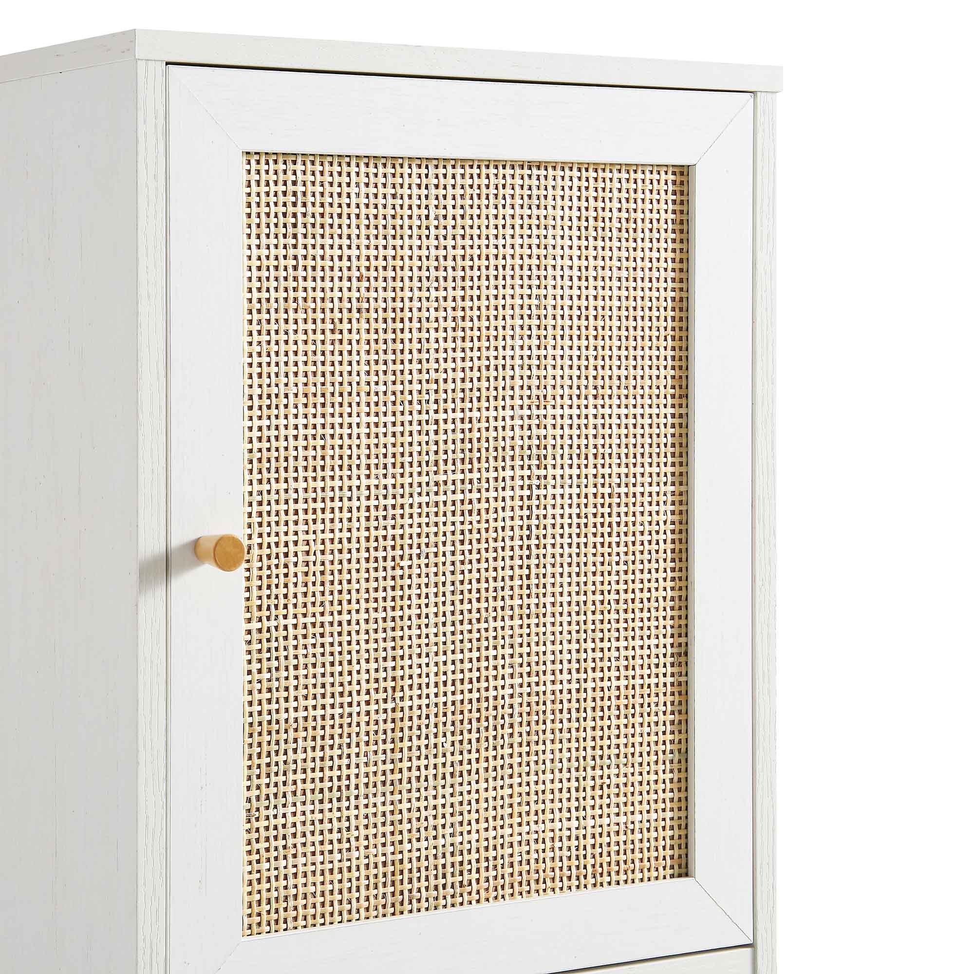 Frances Woven Rattan Tallboy Bathroom Unit, White - Image 10