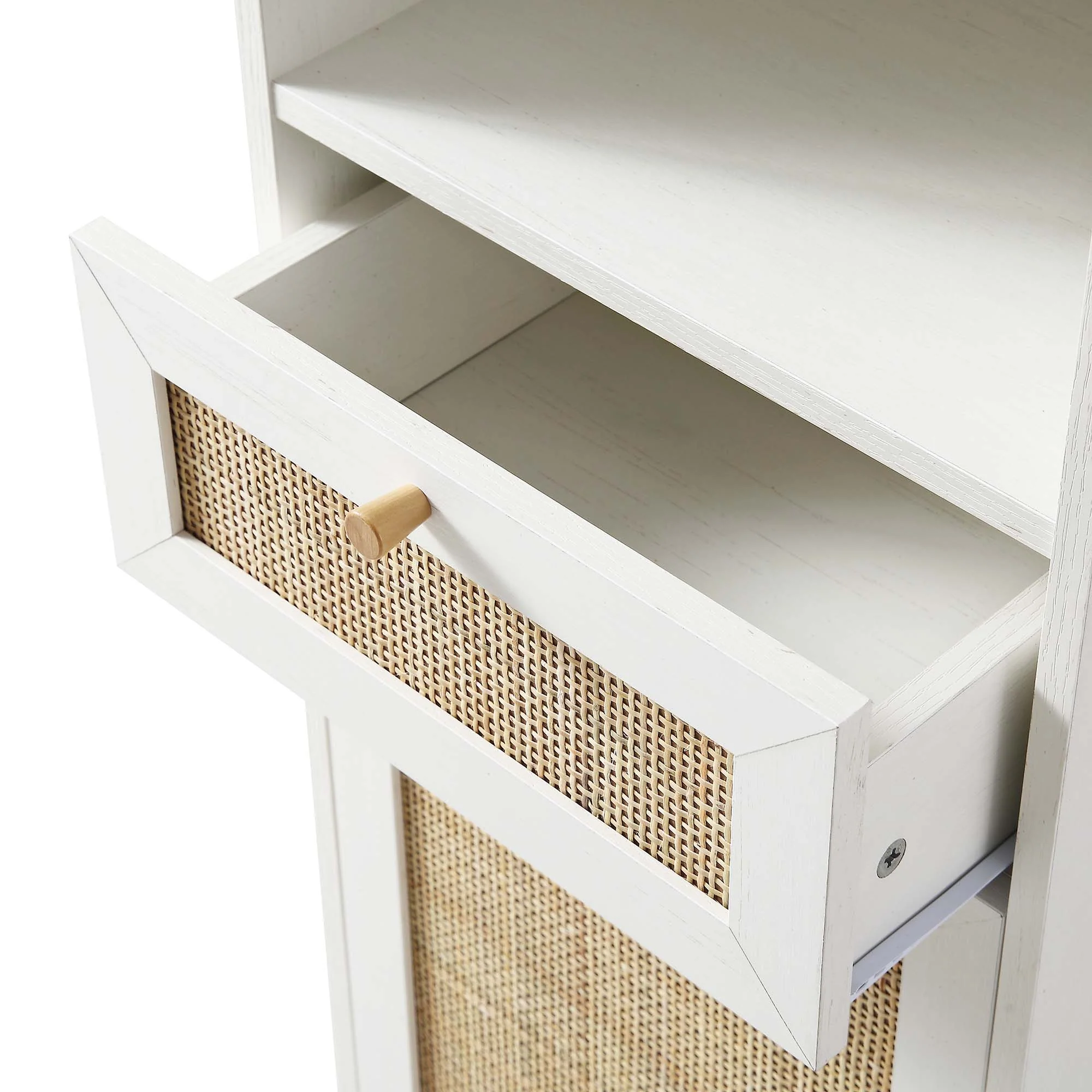 Frances Woven Rattan Tallboy Bathroom Unit, White - Image 11