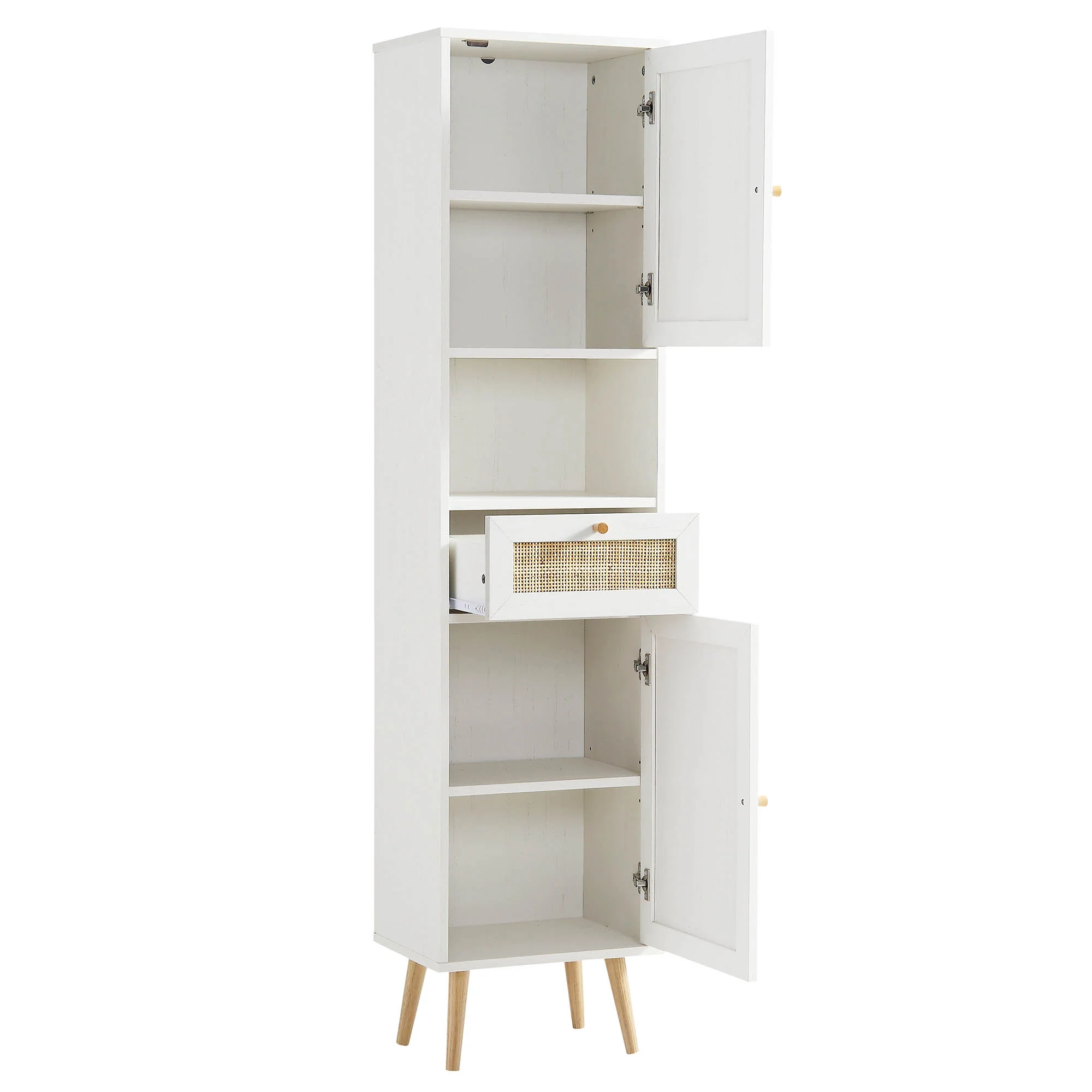 Frances Woven Rattan Tallboy Bathroom Unit, White - Image 7