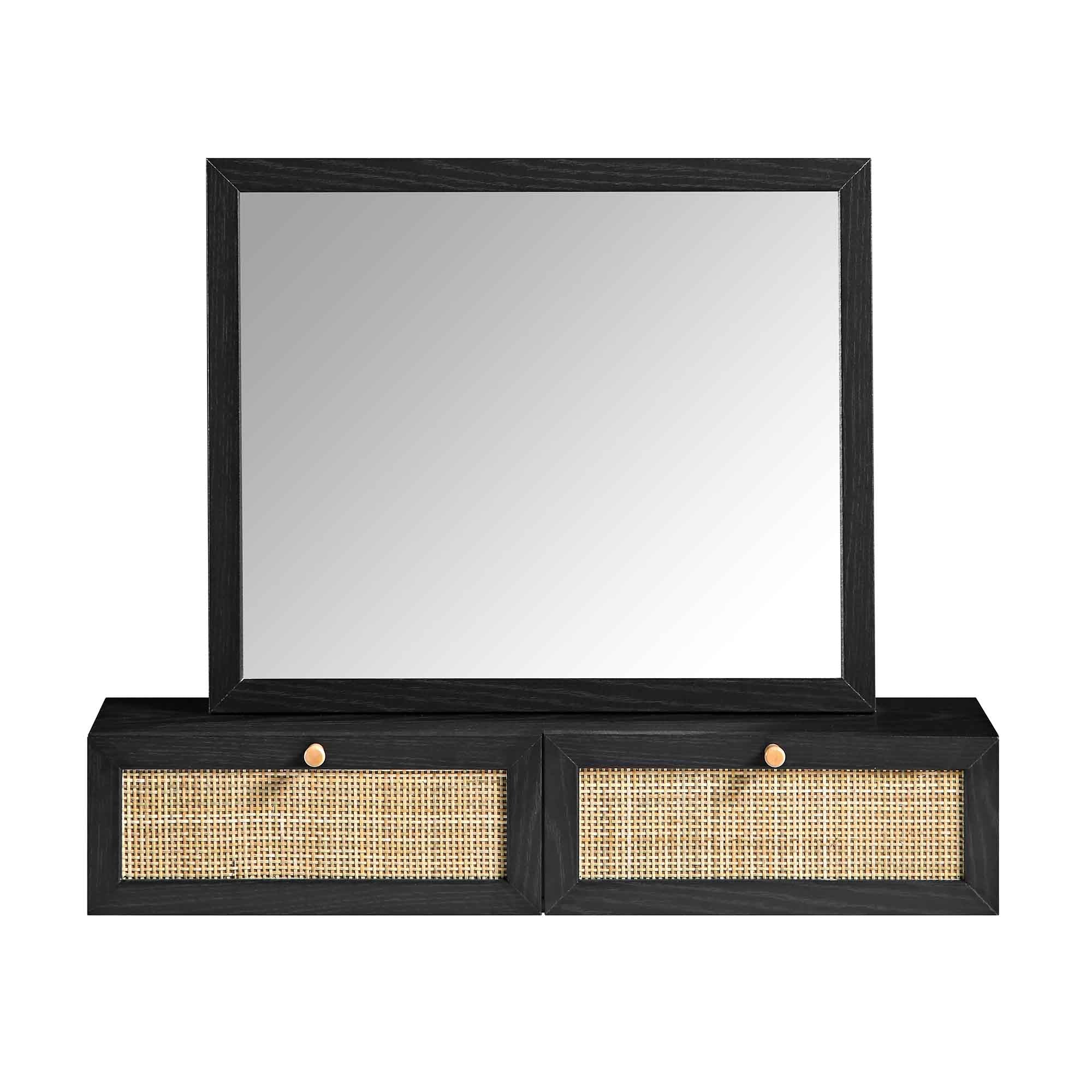 Frances Woven Rattan Vanity Mirror, Black - Image 5