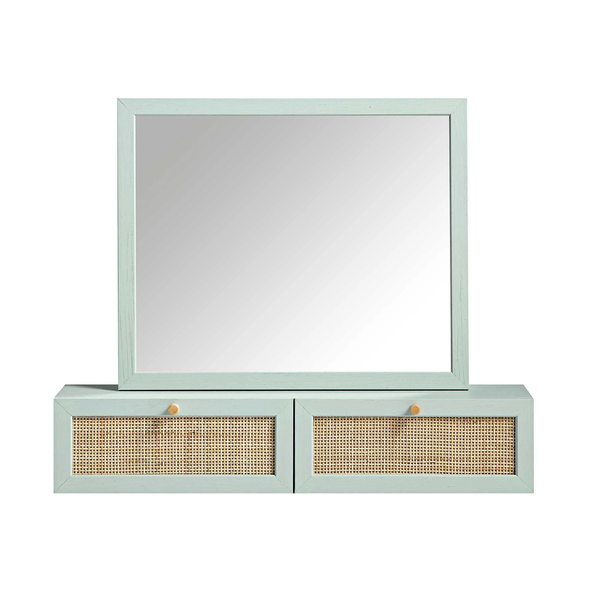 Frances Woven Rattan Vanity Mirror, Mint - Image 5