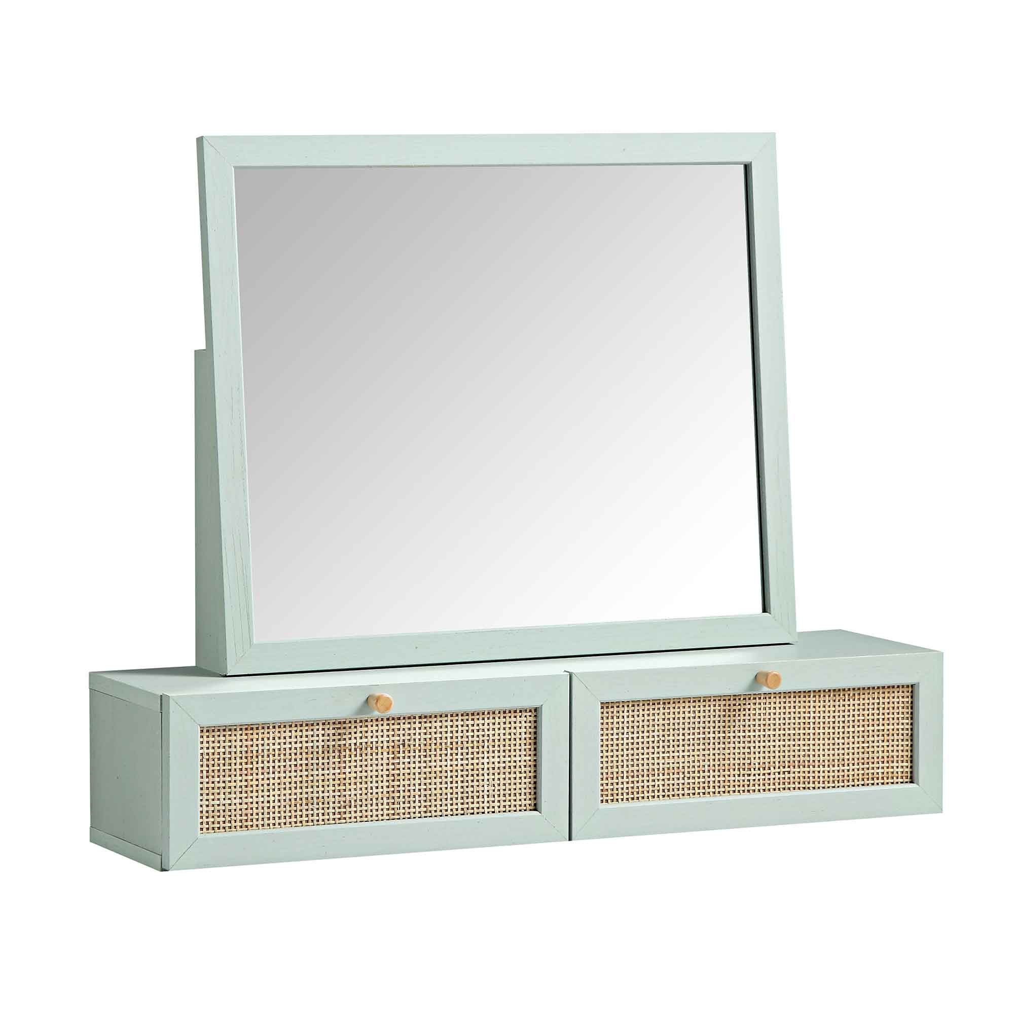Frances Woven Rattan Vanity Mirror, Mint - Image 6
