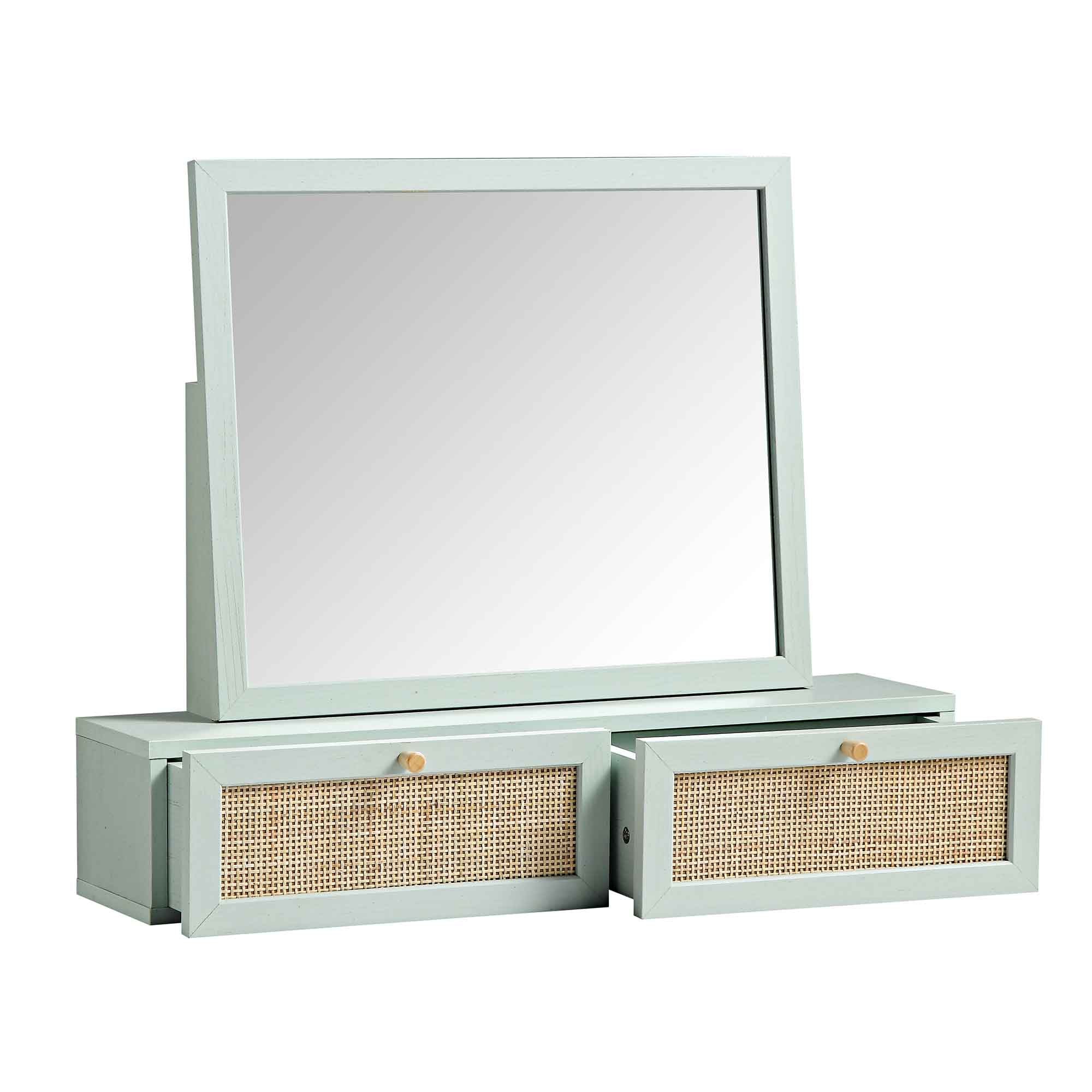 Frances Woven Rattan Vanity Mirror, Mint - Image 8