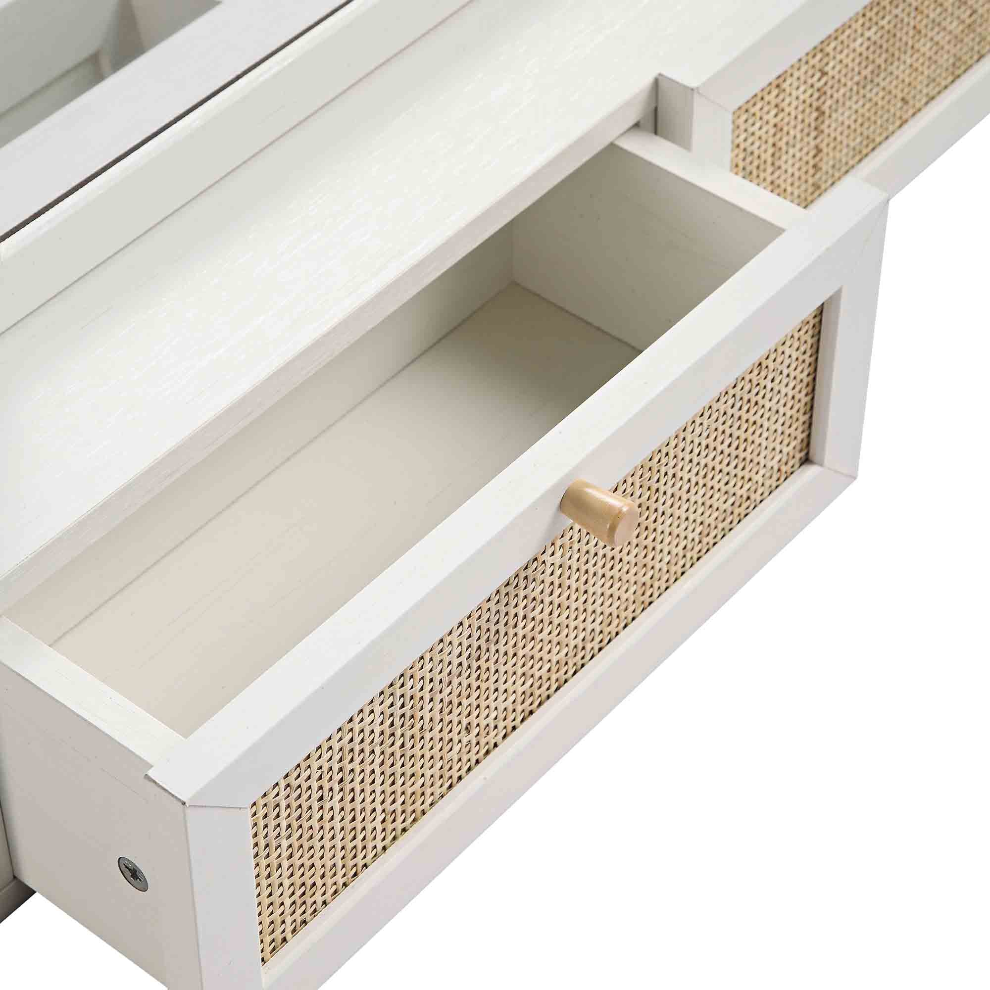 Frances Woven Rattan Vanity Mirror, White - Image 10