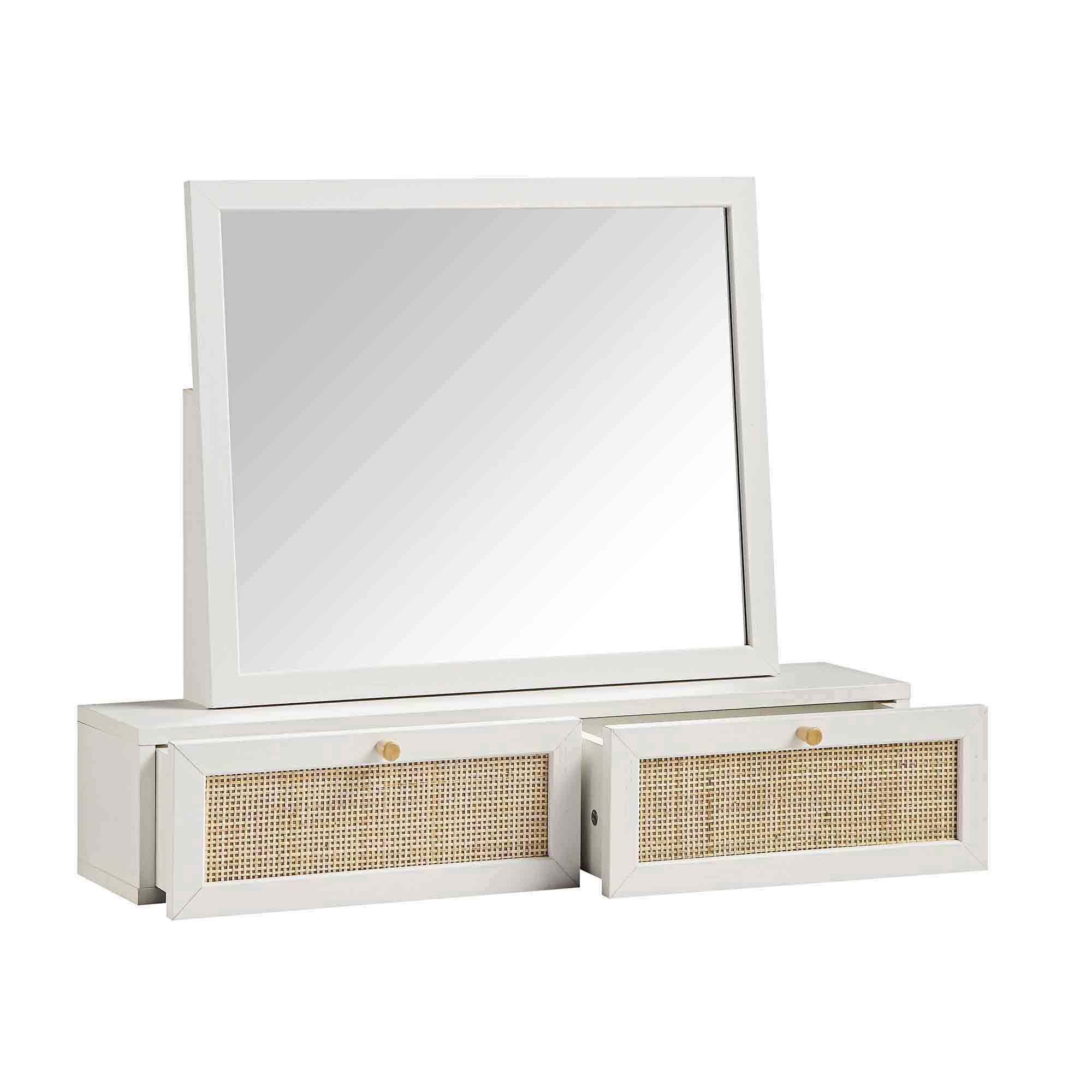 Frances Woven Rattan Vanity Mirror, White - Image 7