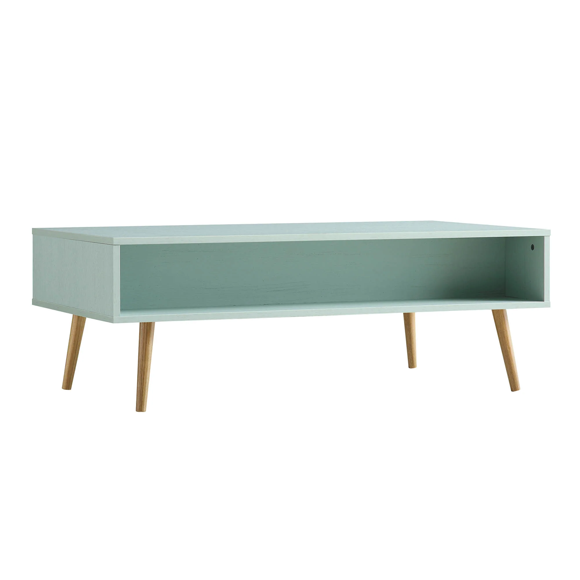 Frances Woven Rattan Wooden Coffee Table in Mint - Image 9