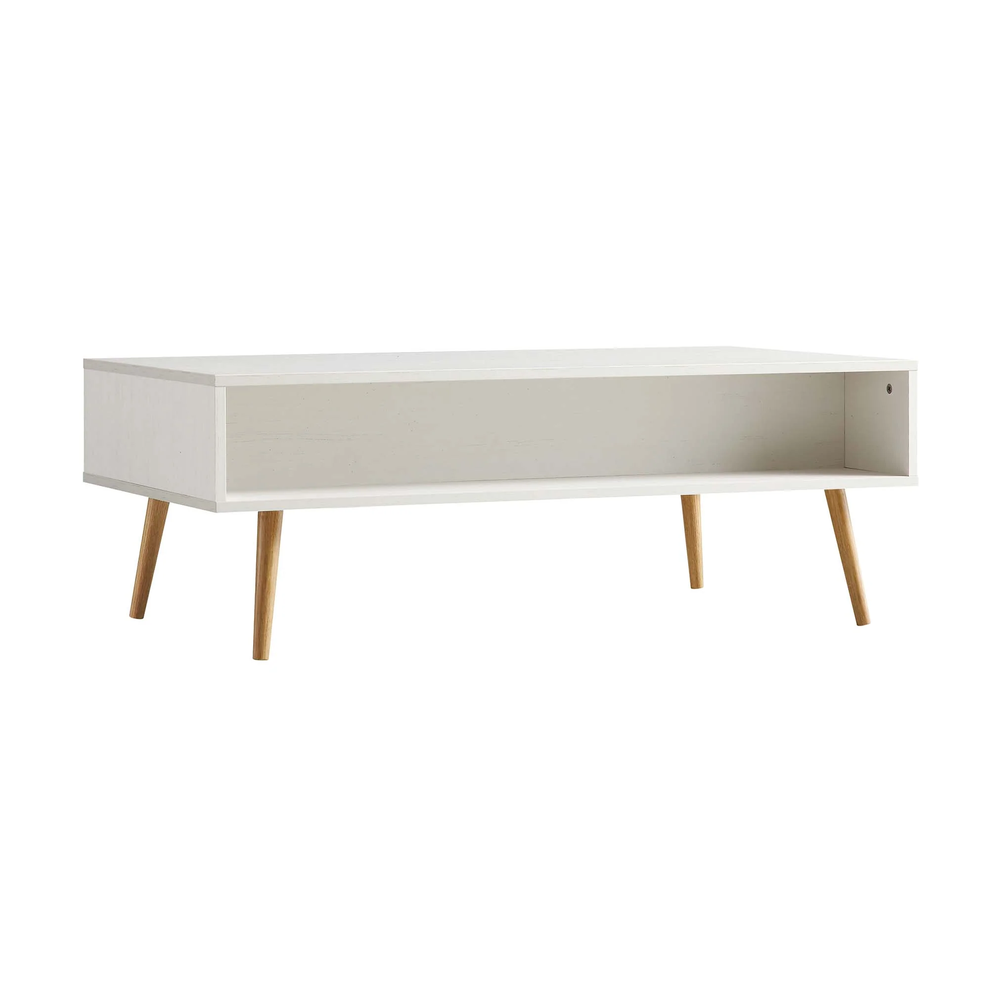 Frances Woven Rattan Wooden Coffee Table in White - Image 9