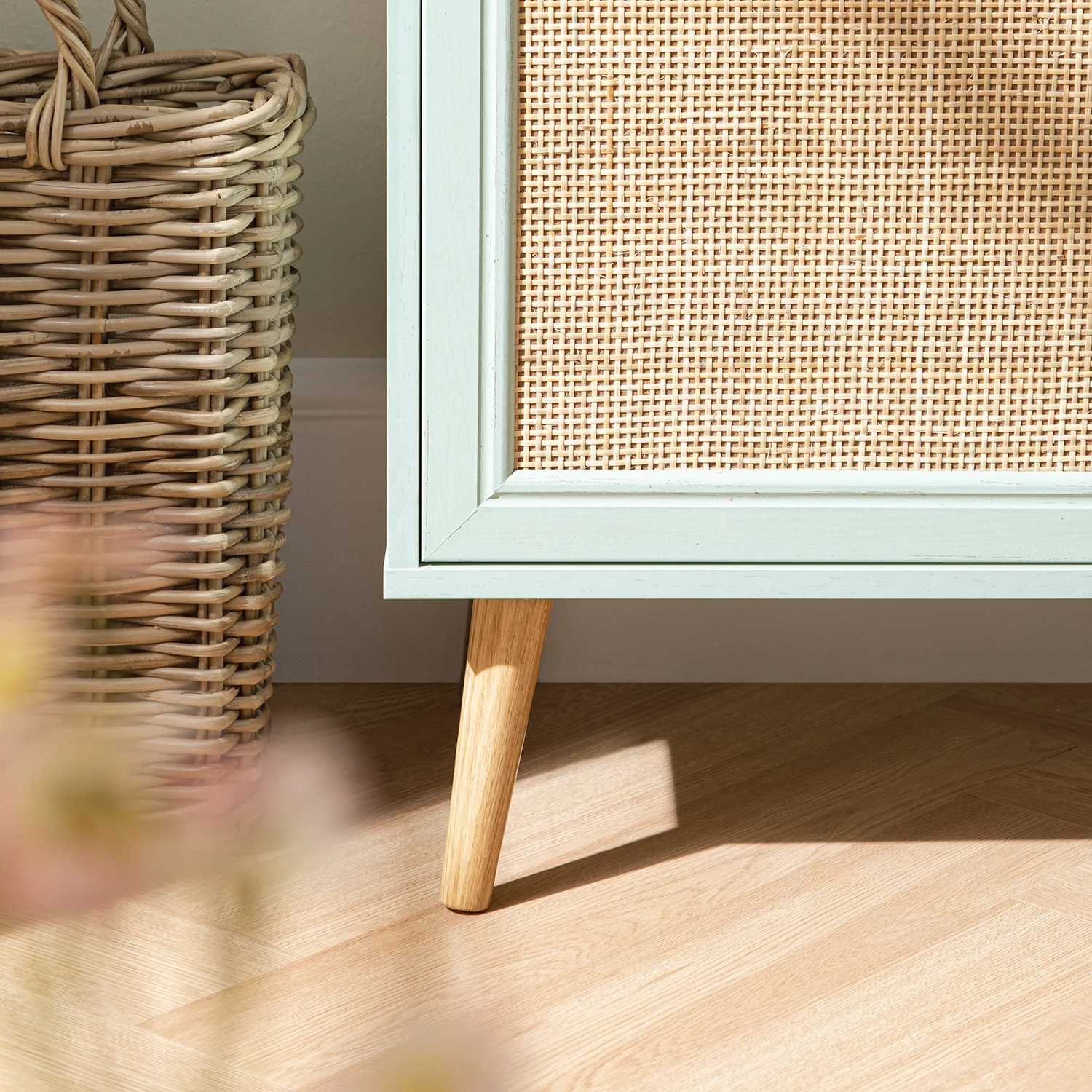 Frances Woven Rattan Writing Bureau, Mint - Image 7