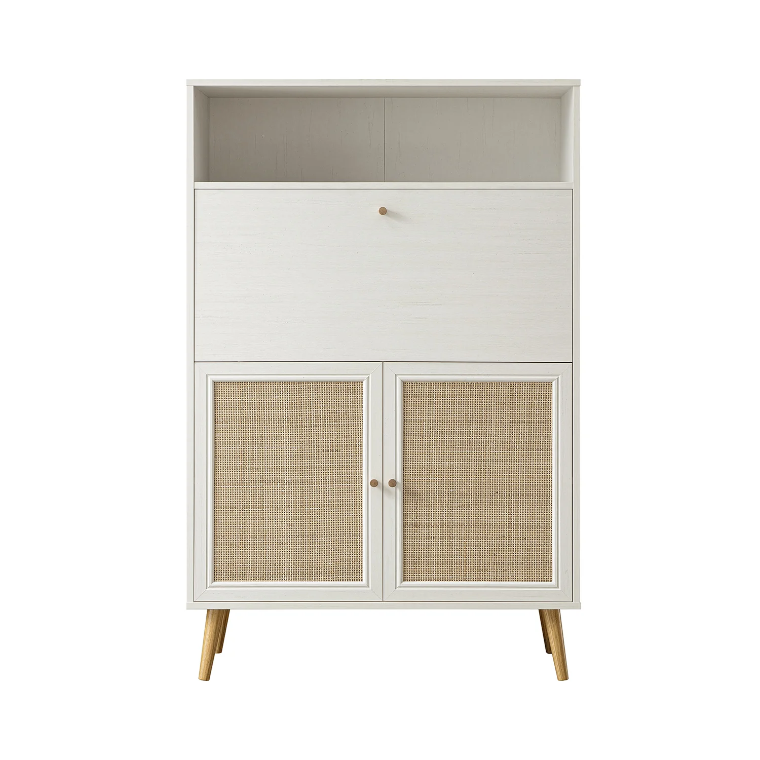 Frances Woven Rattan Writing Bureau, White - Image 8