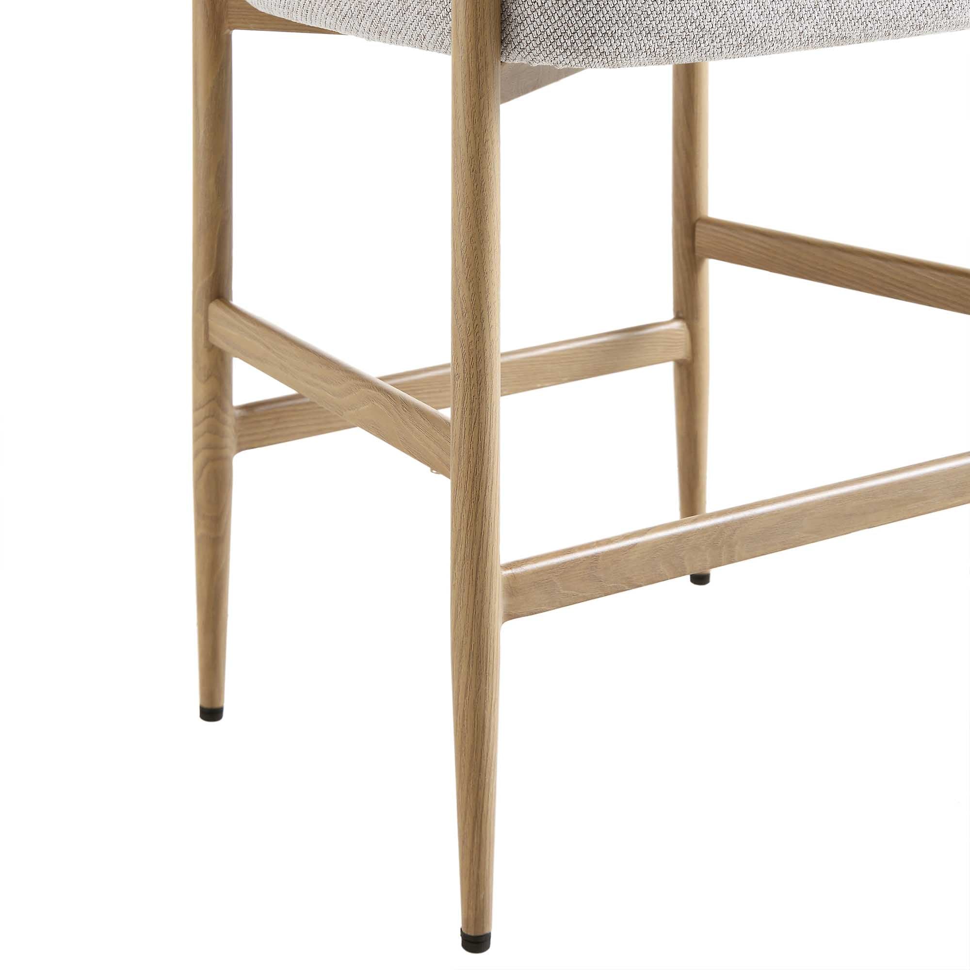 Fulbourn Beige Woven Counter Stool with Natural Wood Effect Legs - Image 12