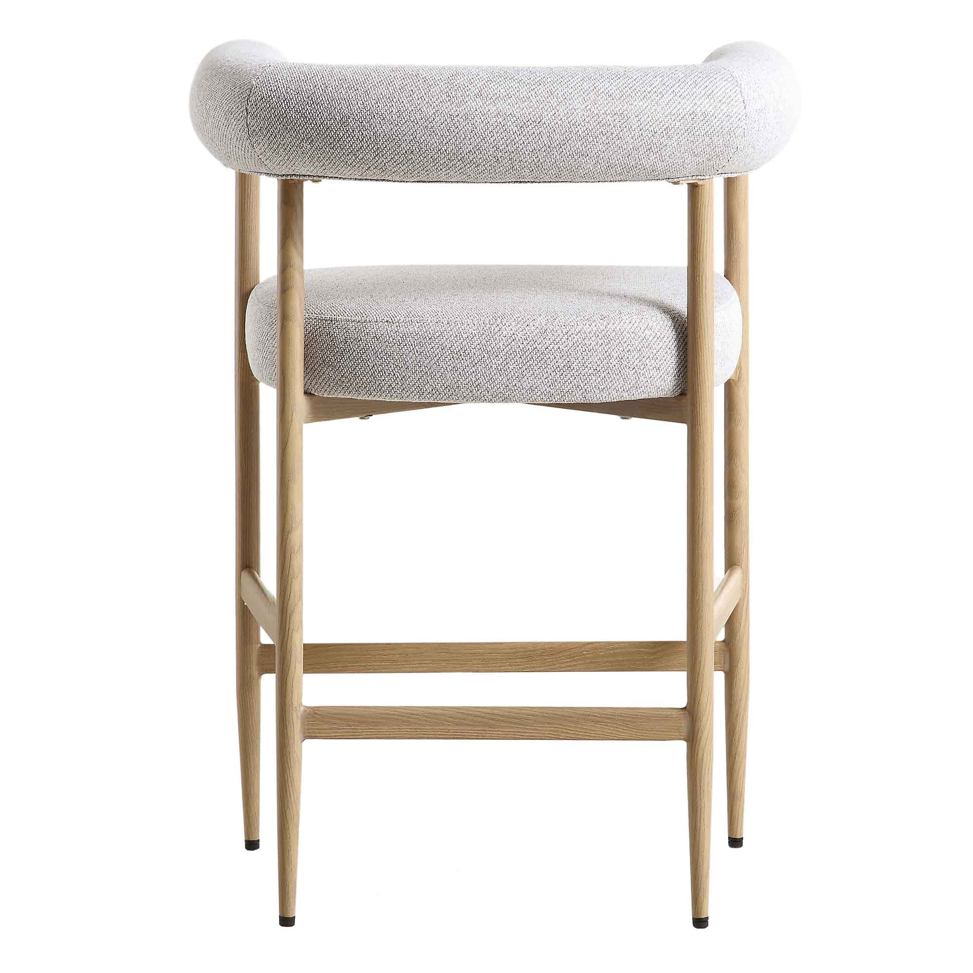 Fulbourn Beige Woven Counter Stool with Natural Wood Effect Legs - Image 8