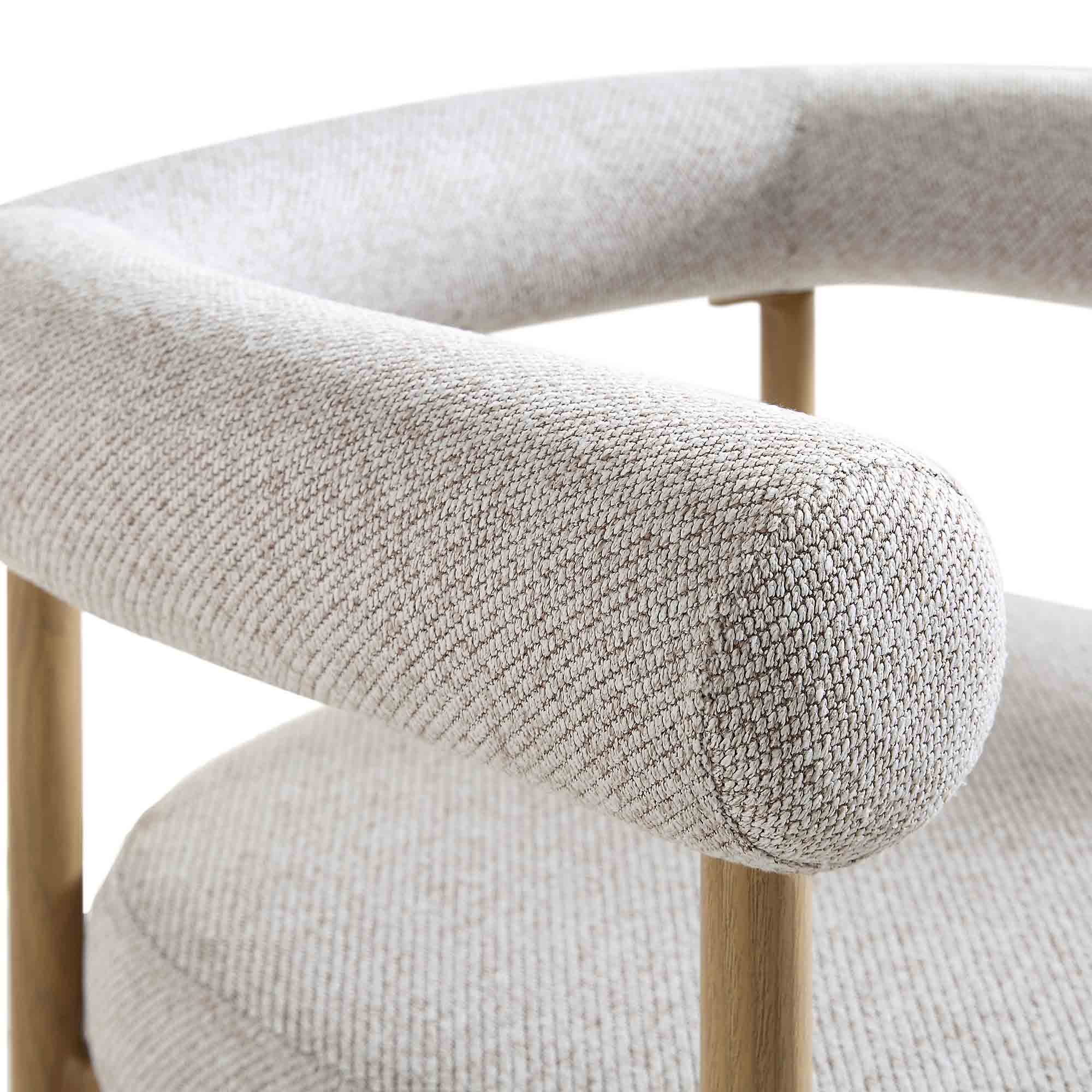 Fulbourn Beige Woven Counter Stool with Natural Wood Effect Legs - Image 9