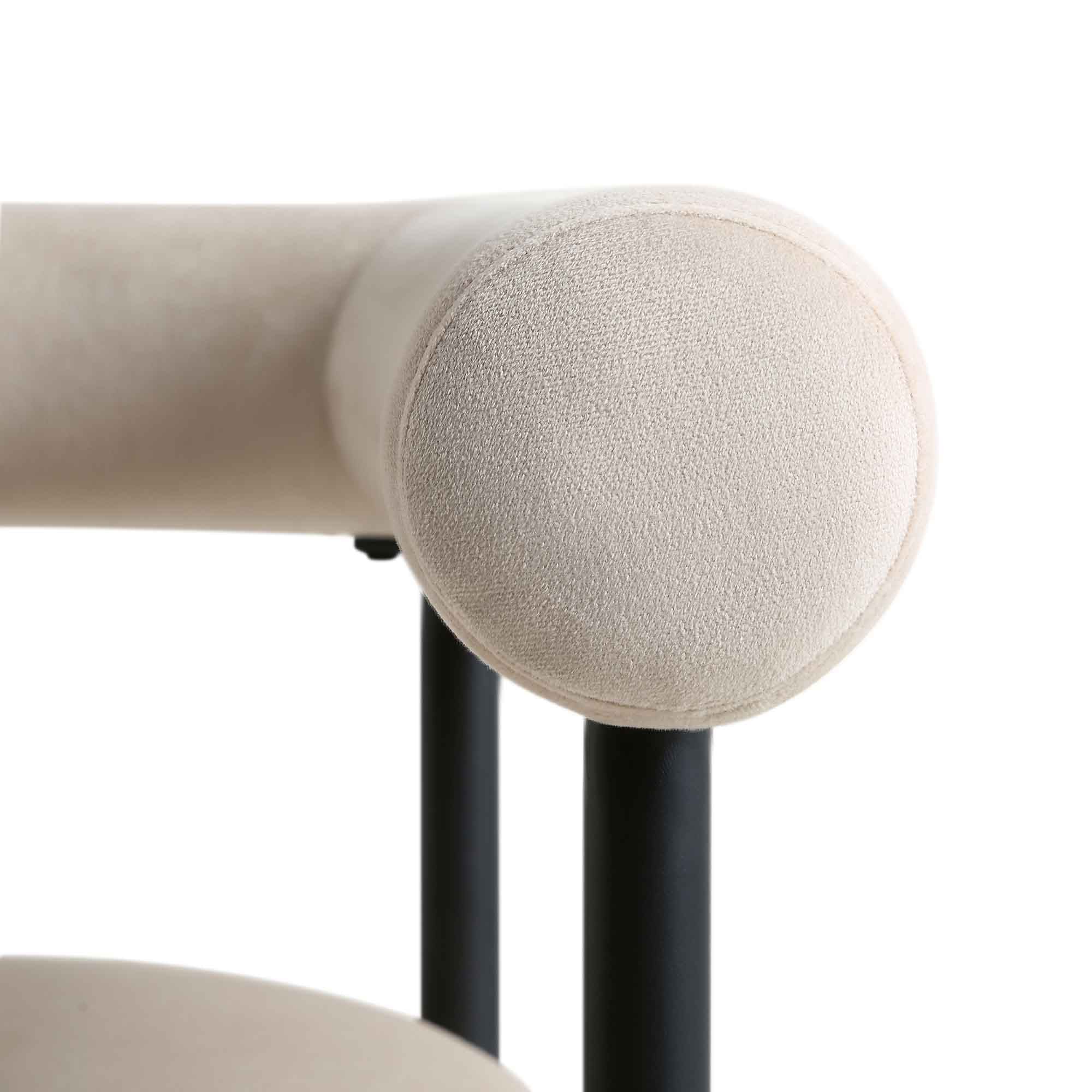 Fulbourn Champagne Velvet Counter Stool with Black Legs - Image 11