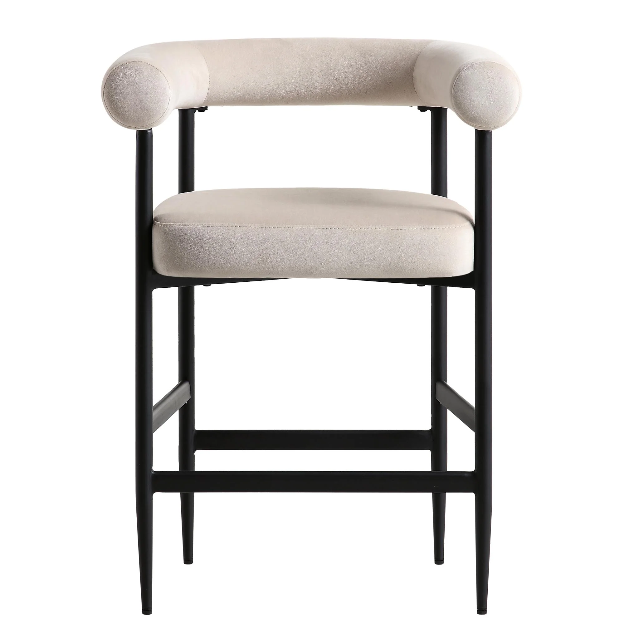 Fulbourn Champagne Velvet Counter Stool with Black Legs - Image 3