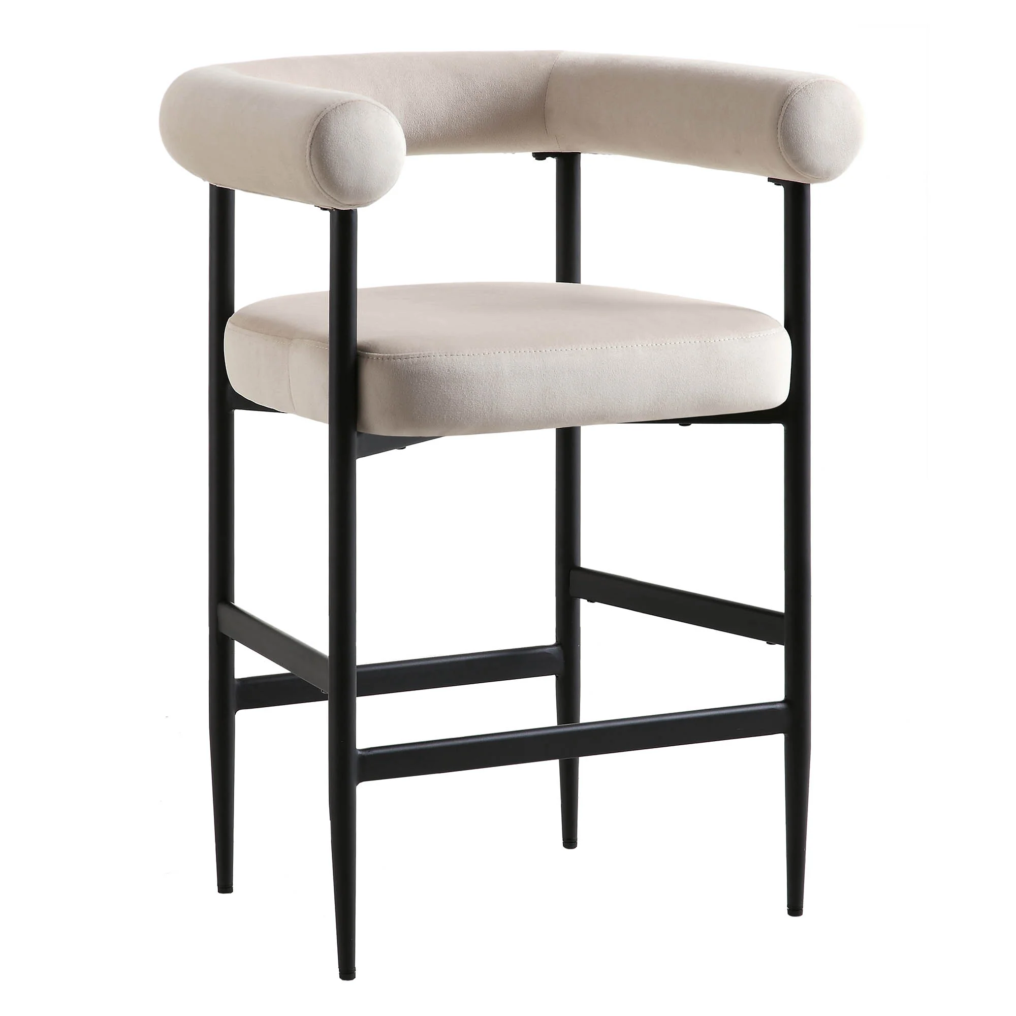 Fulbourn Champagne Velvet Counter Stool with Black Legs - Image 4