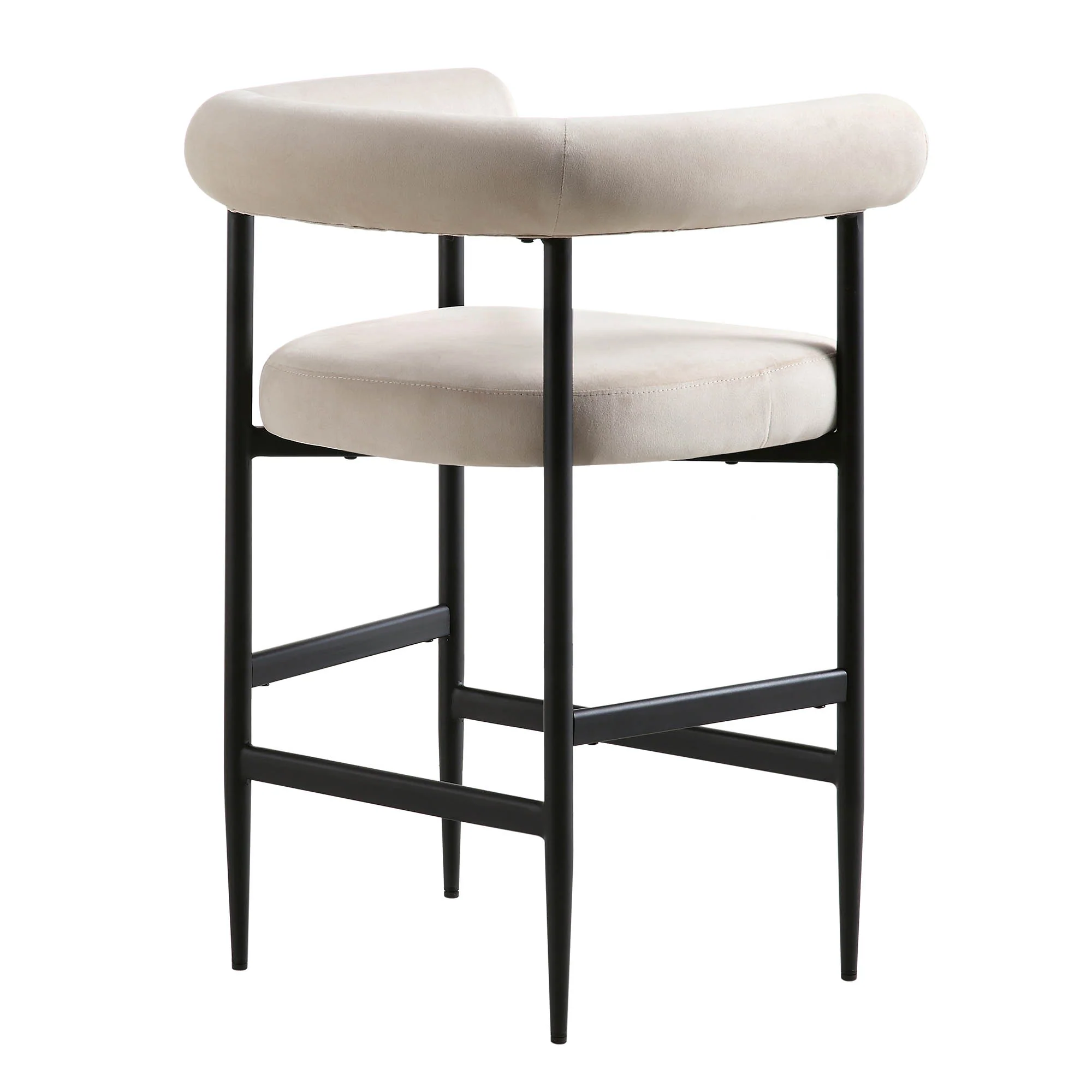 Fulbourn Champagne Velvet Counter Stool with Black Legs - Image 7