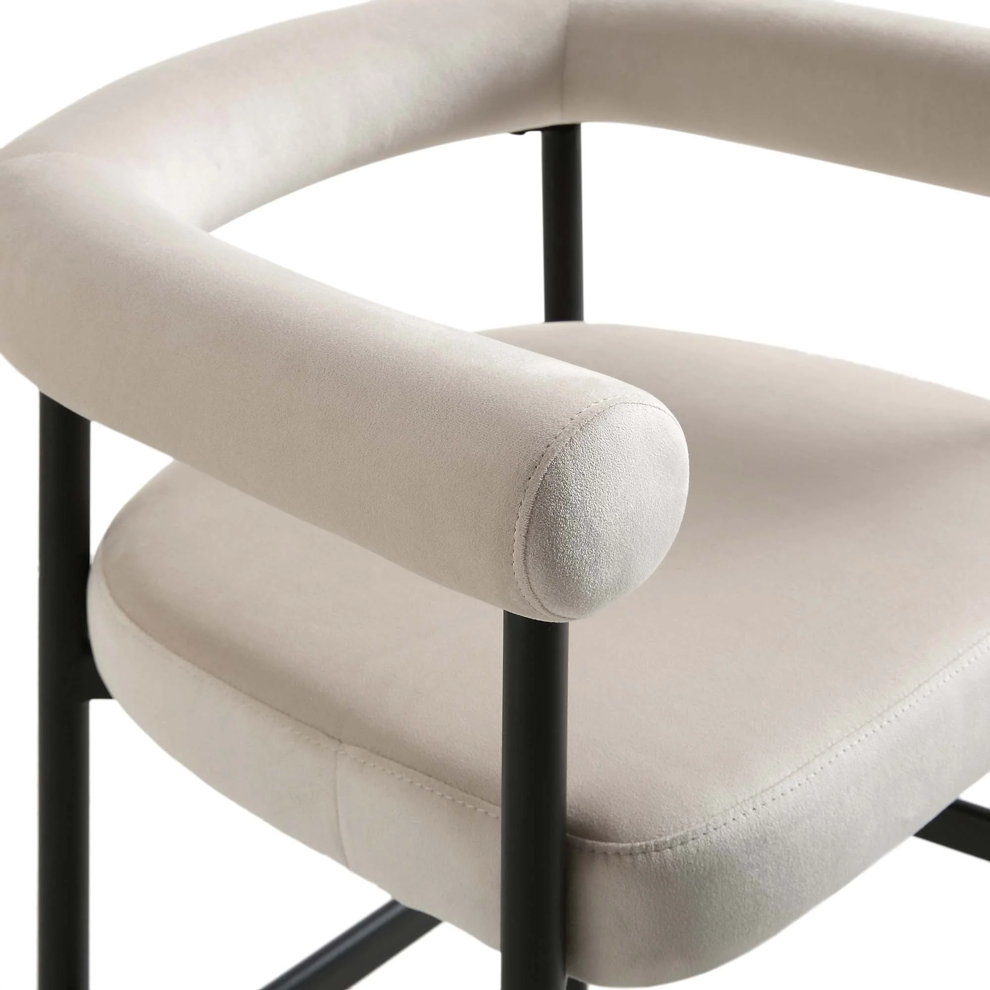 Fulbourn Champagne Velvet Counter Stool with Black Legs - Image 9