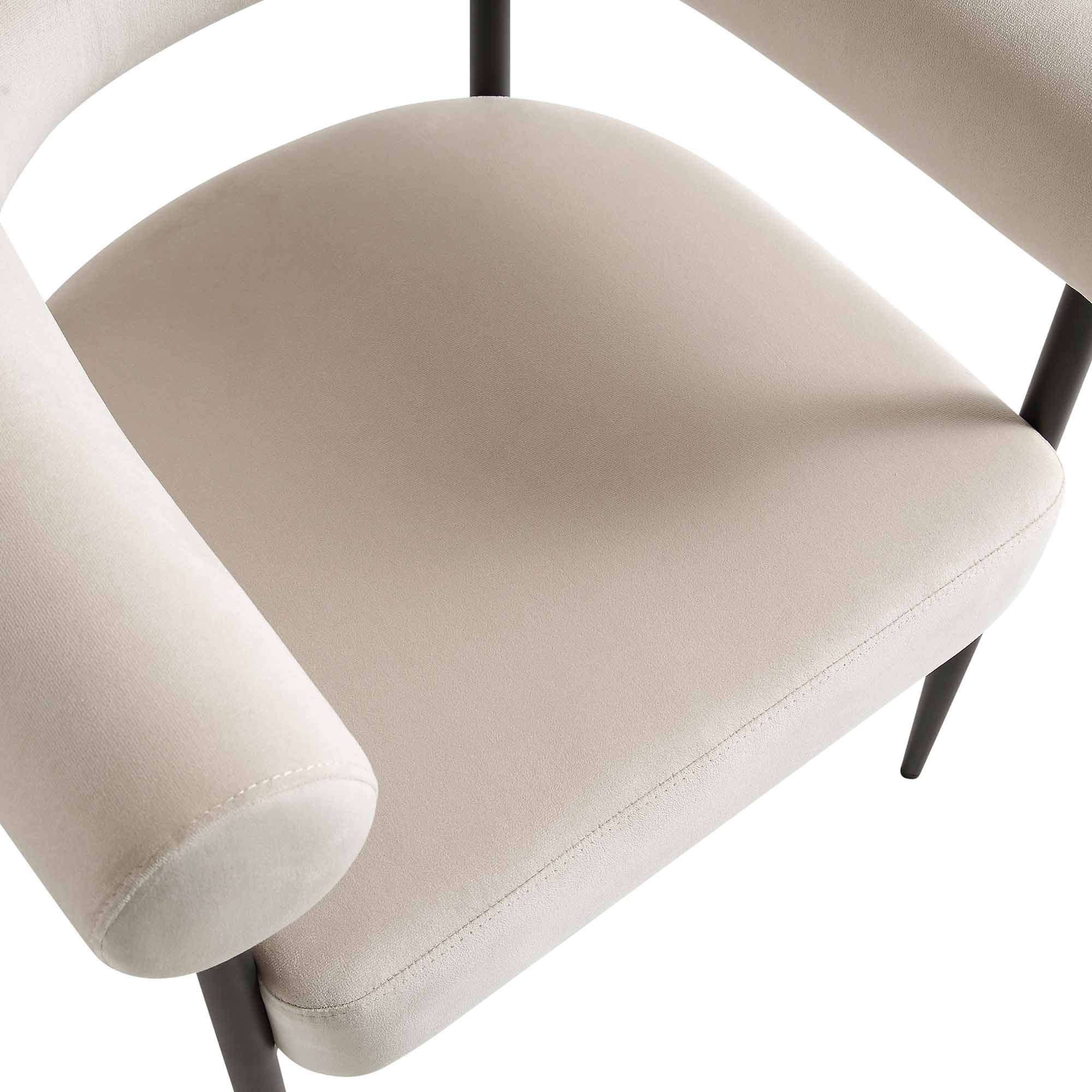 Fulbourn Champagne Velvet Dining Chair with Black Legs - Image 10
