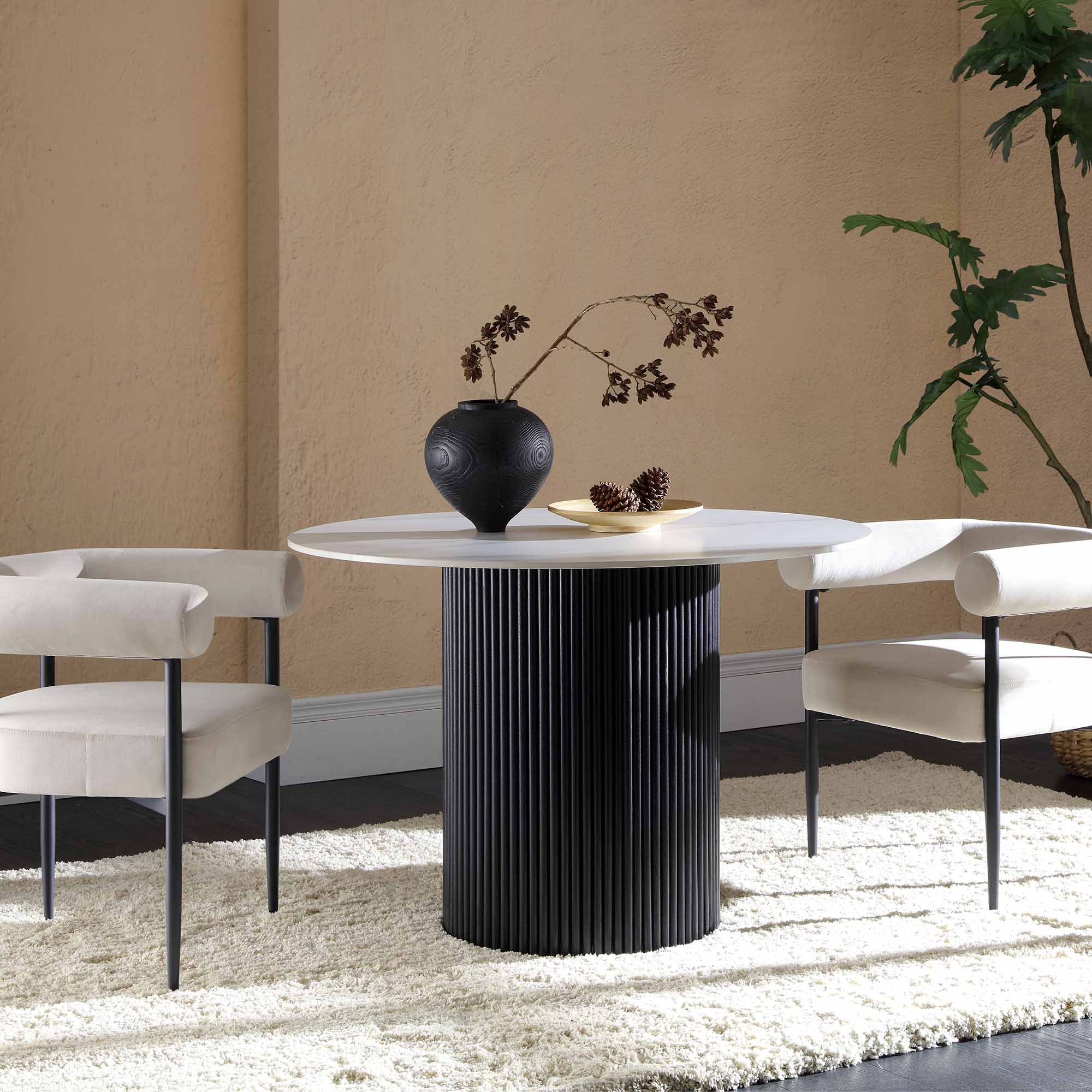 Fulbourn Champagne Velvet Dining Chair with Black Legs - Image 3