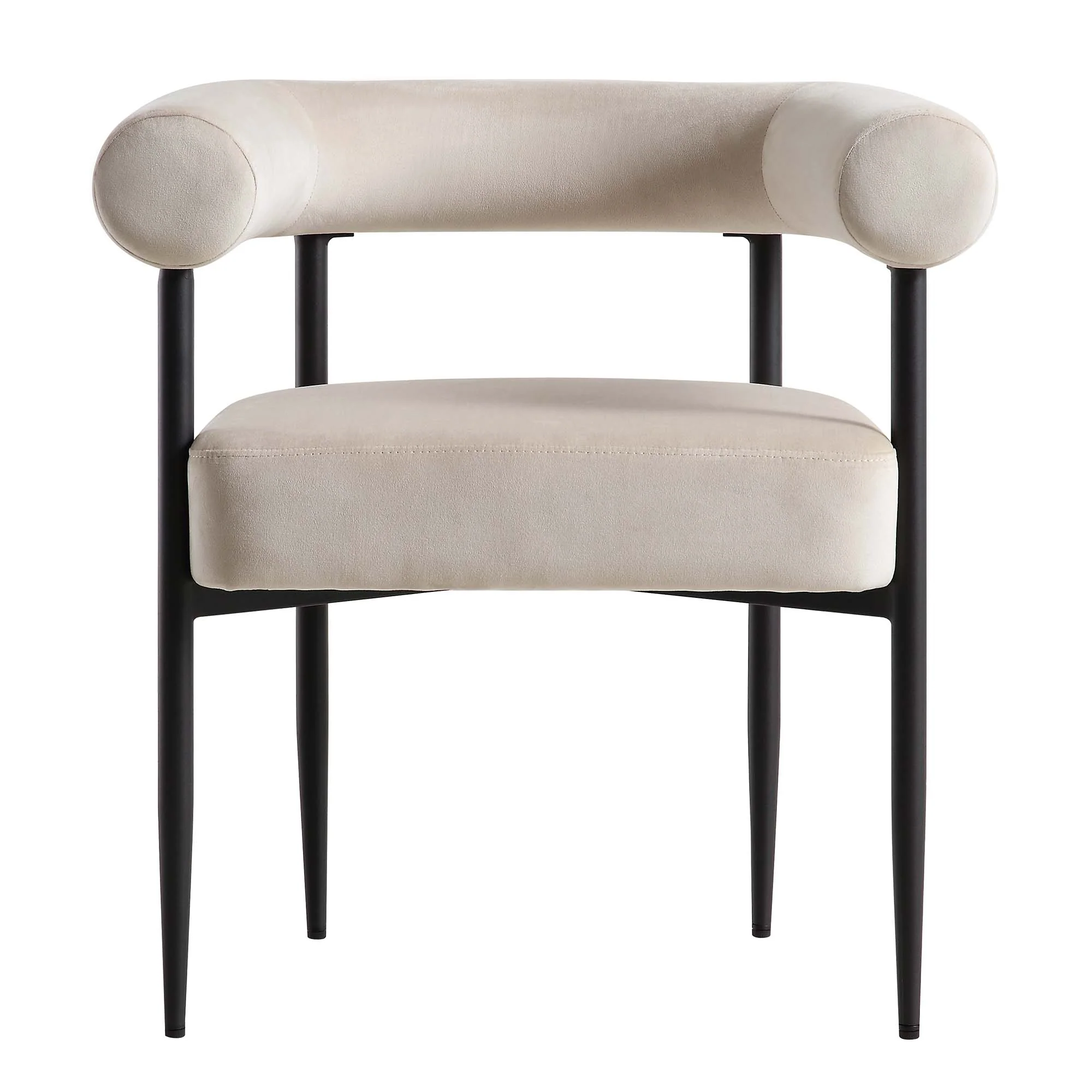 Fulbourn Champagne Velvet Dining Chair with Black Legs - Image 4
