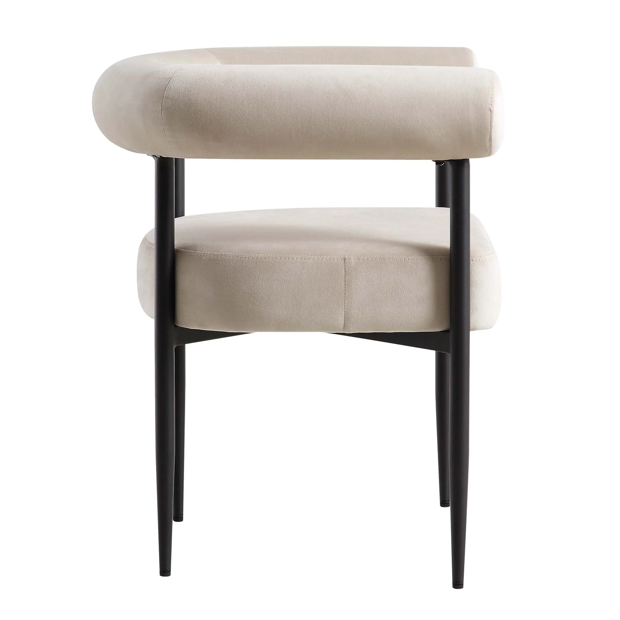 Fulbourn Champagne Velvet Dining Chair with Black Legs - Image 7