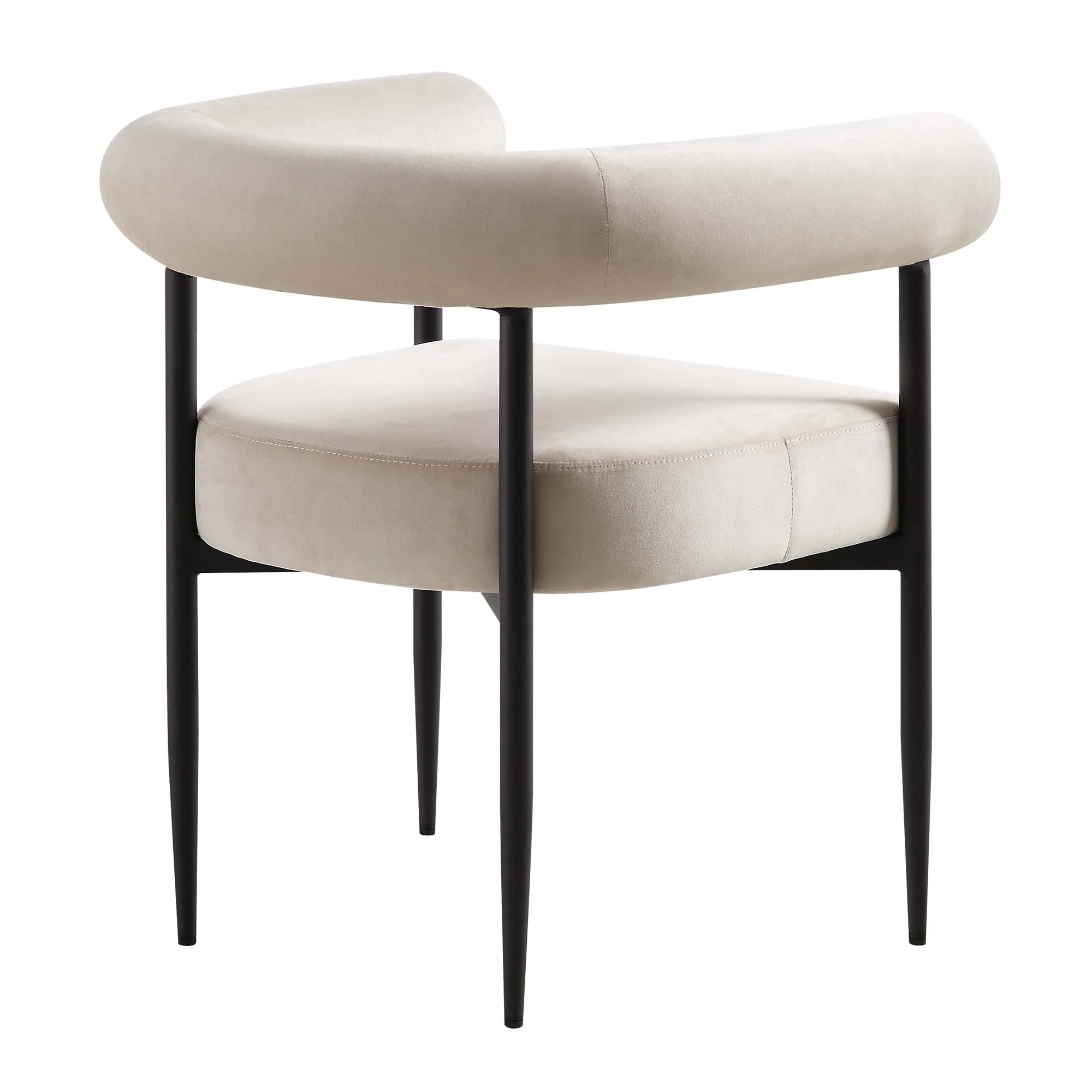 Fulbourn Champagne Velvet Dining Chair with Black Legs - Image 8