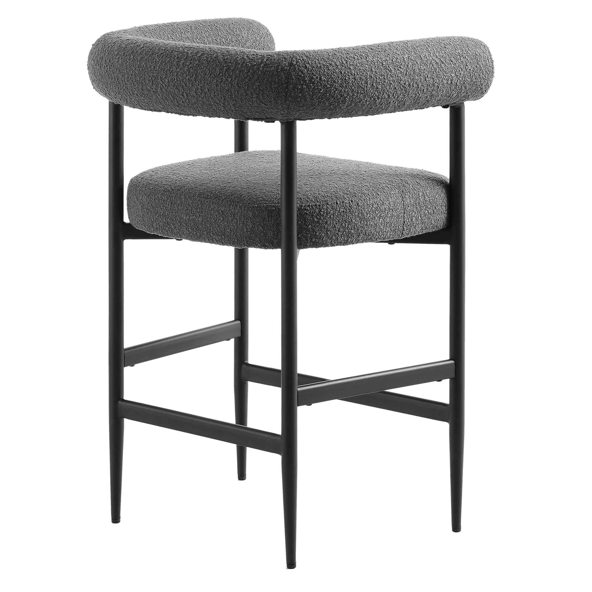 Fulbourn Charcoal Boucle Counter Stool with Black Metal Legs - Image 7