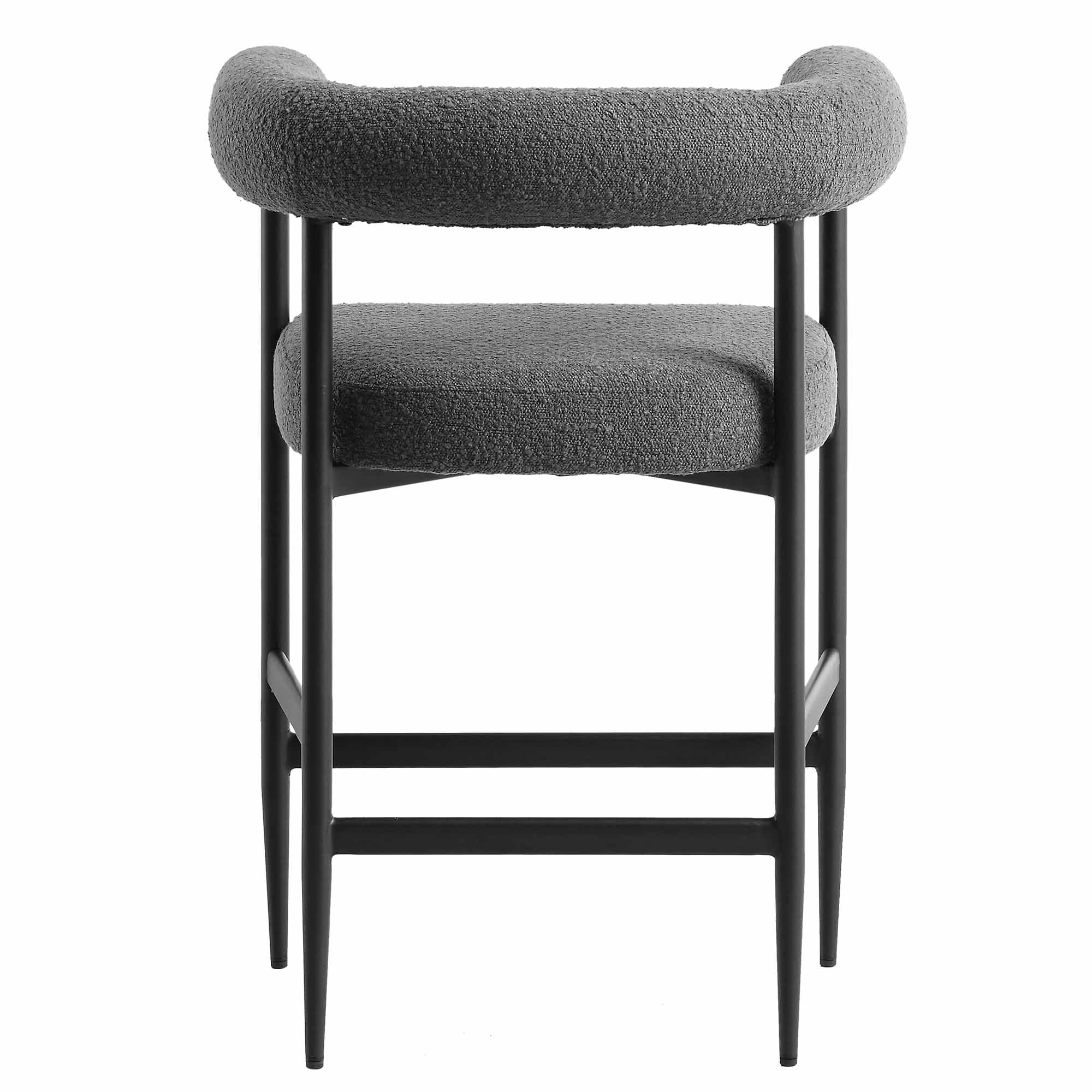 Fulbourn Charcoal Boucle Counter Stool with Black Metal Legs - Image 8
