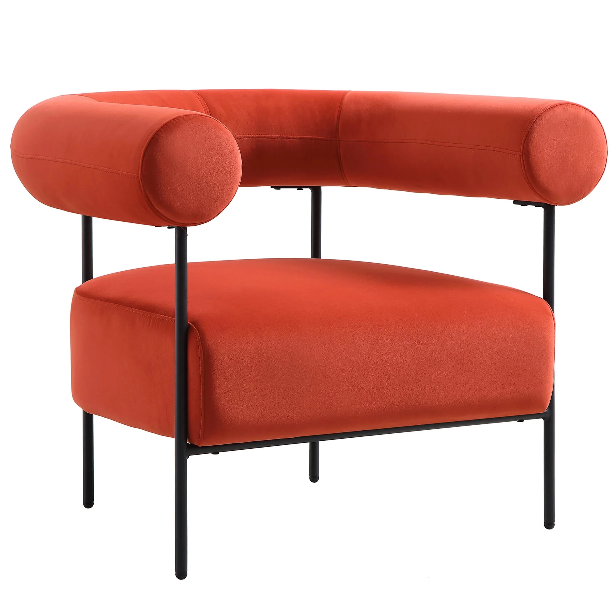 Fulbourn Rust Ochre Velvet Armchair - Image 3