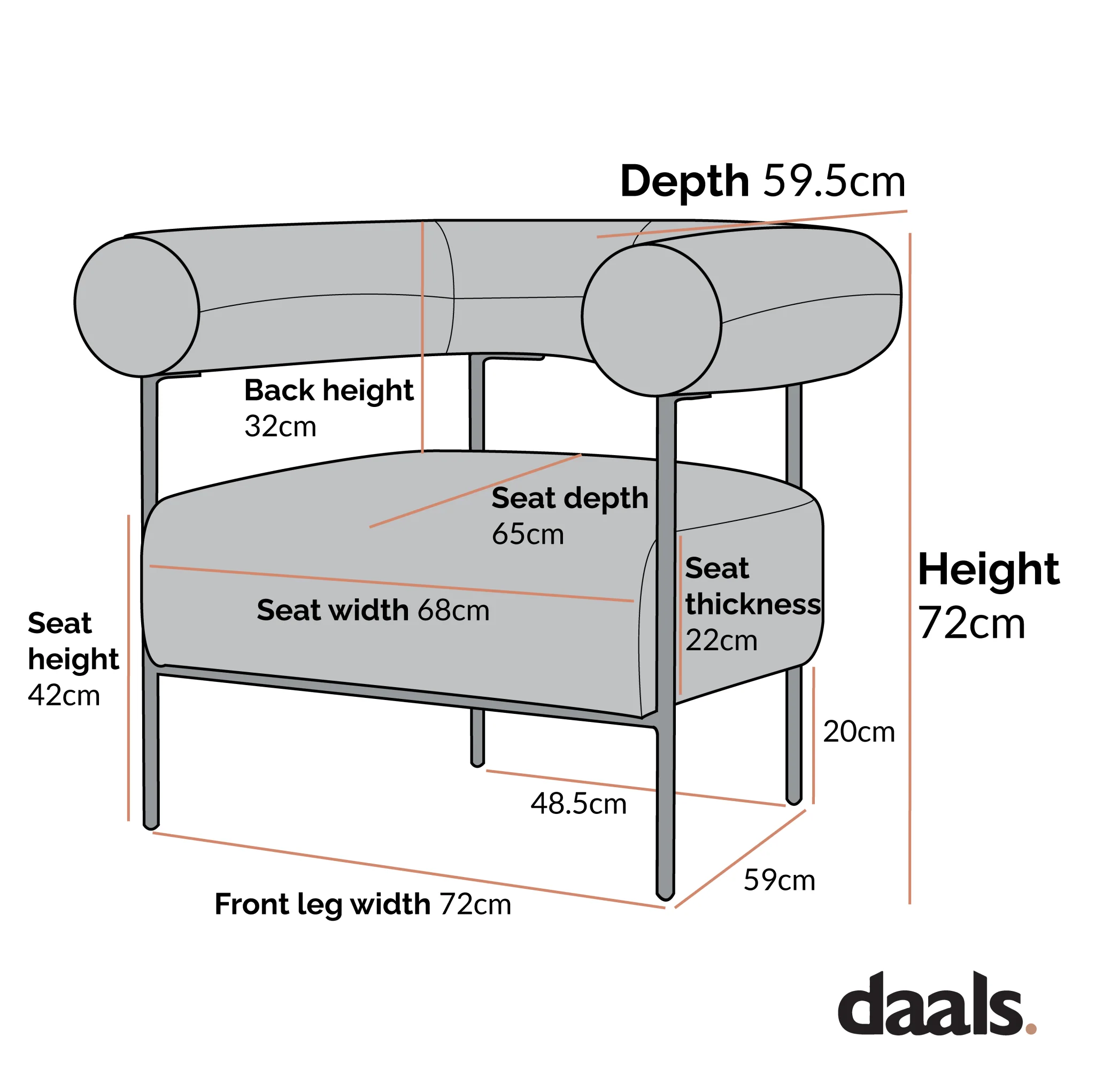 Fulbourn Rust Ochre Velvet Armchair - Image 5