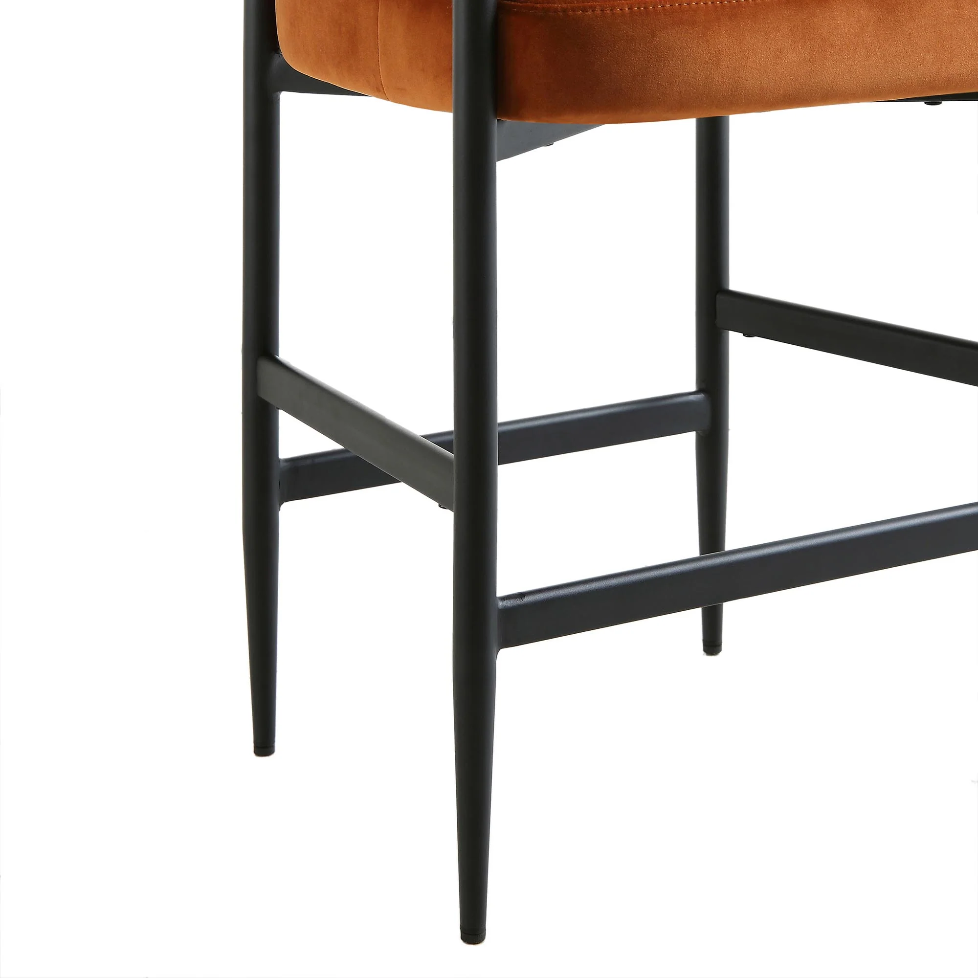 Fulbourn Rust Velvet Counter Stool with Black Legs - Image 12