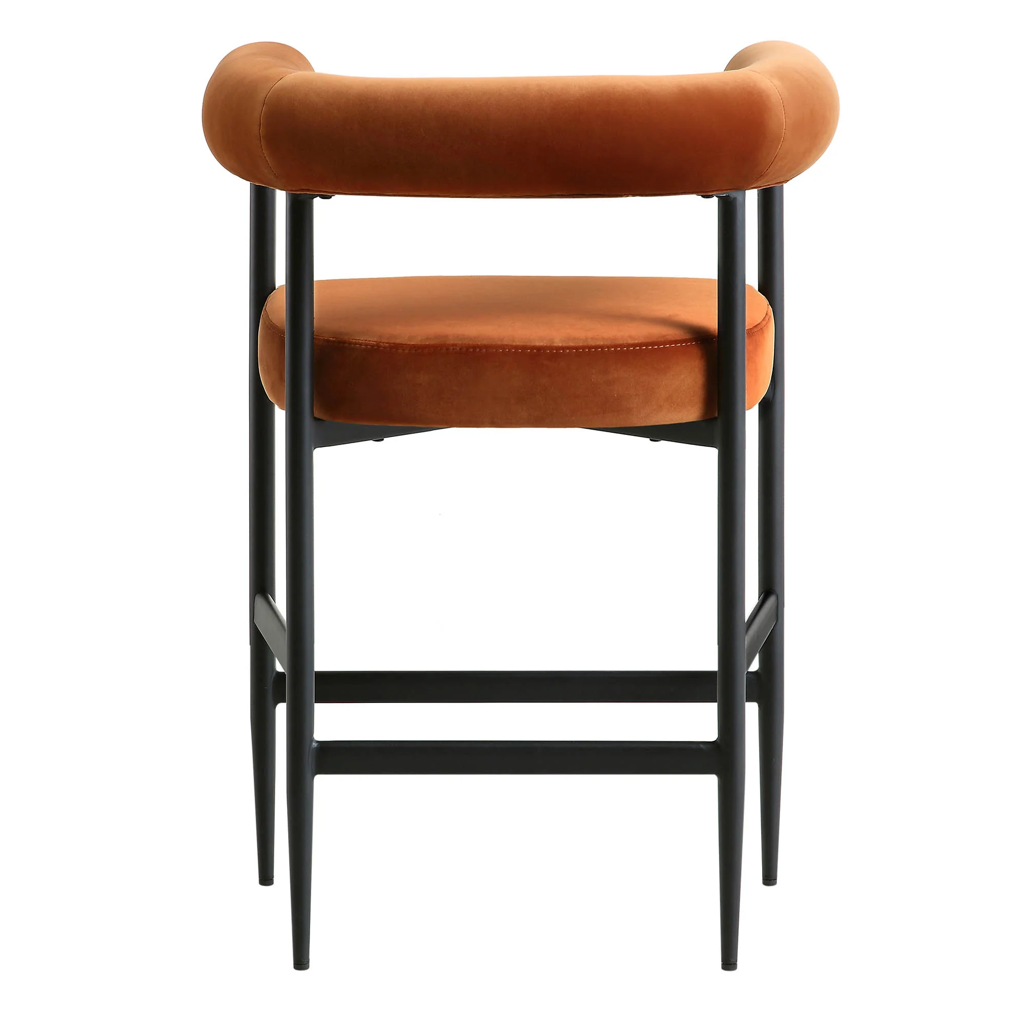 Fulbourn Rust Velvet Counter Stool with Black Legs - Image 8