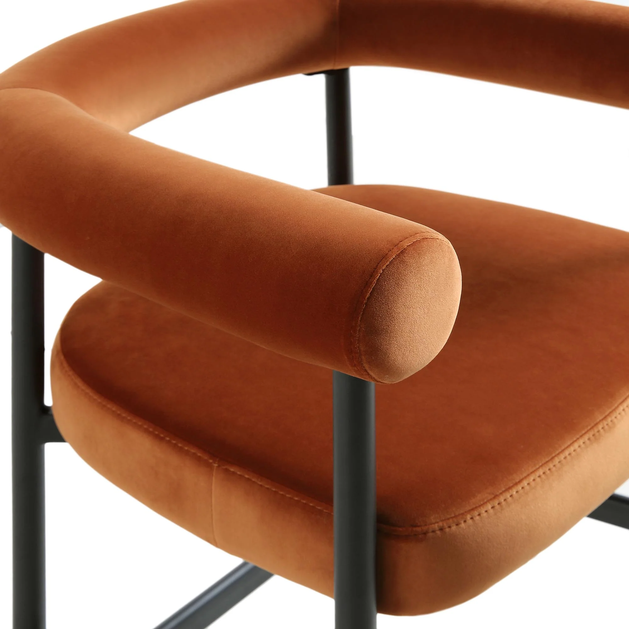Fulbourn Rust Velvet Counter Stool with Black Legs - Image 9