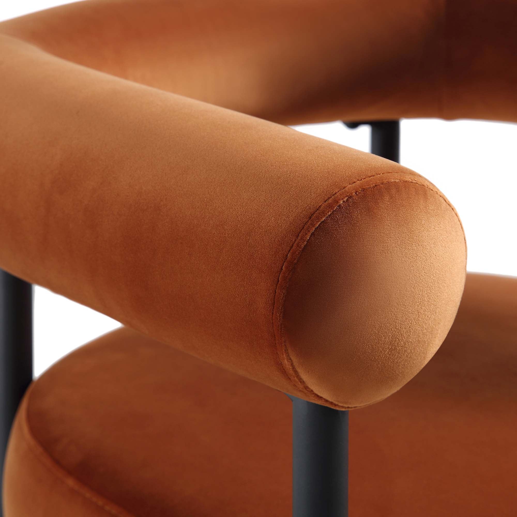 Fulbourn Rust Velvet Dining Chair with Black Legs - Image 11