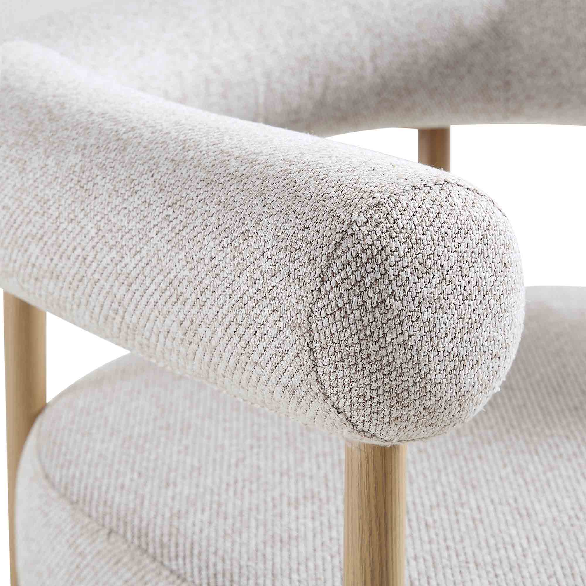 Fulbourn Beige Woven Dining Chair with Natural Wood Effect Legs - Image 10