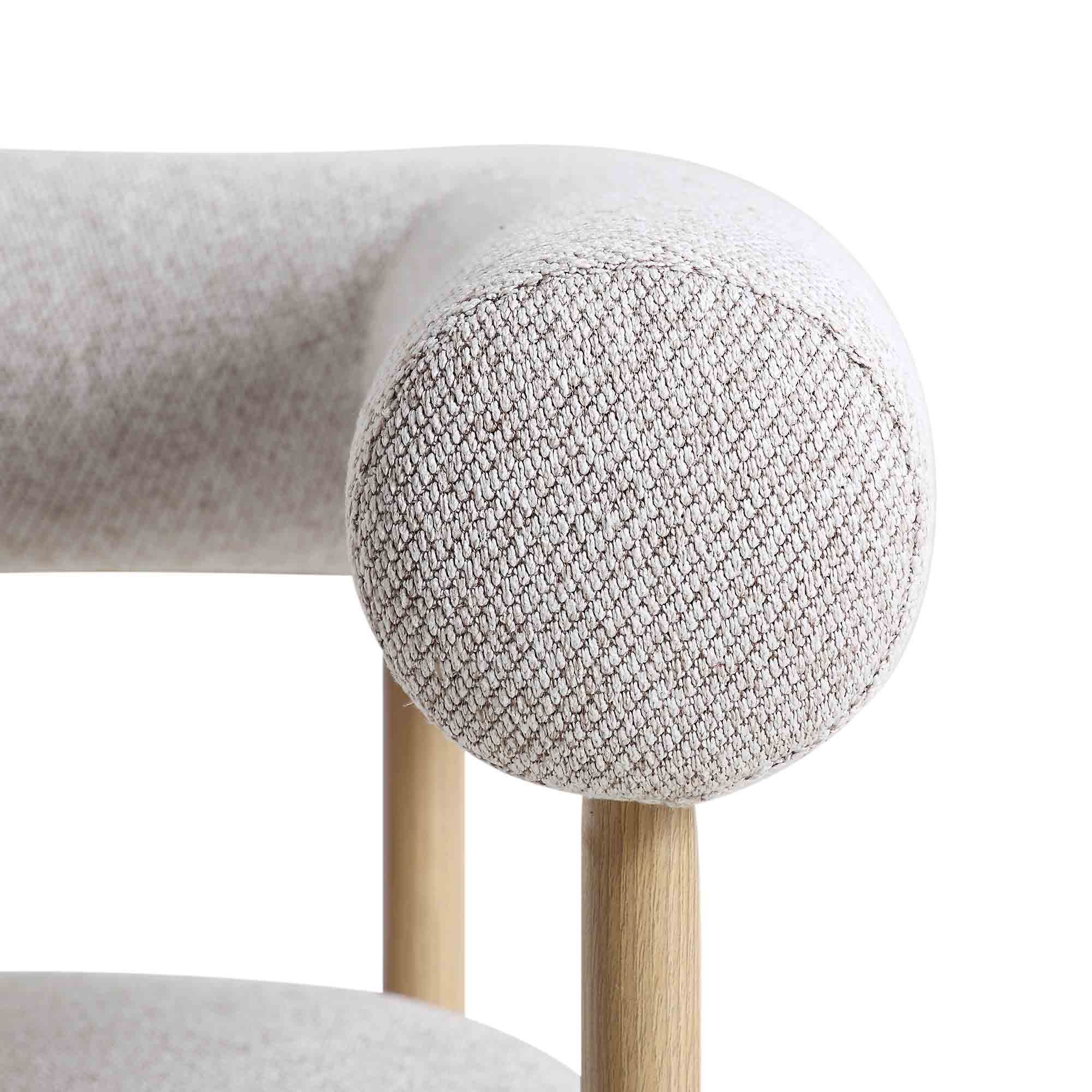 Fulbourn Beige Woven Dining Chair with Natural Wood Effect Legs - Image 11