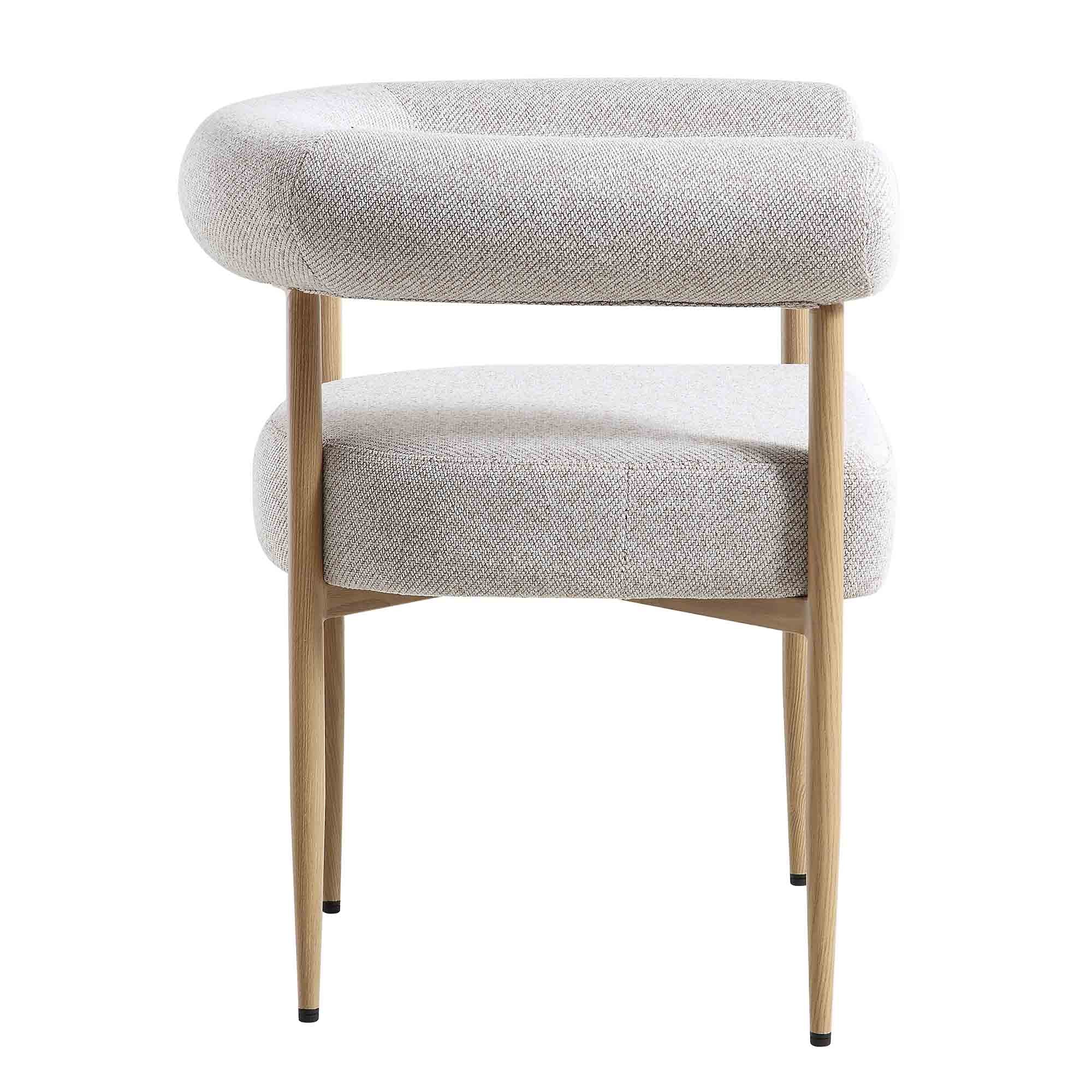 Fulbourn Beige Woven Dining Chair with Natural Wood Effect Legs - Image 6