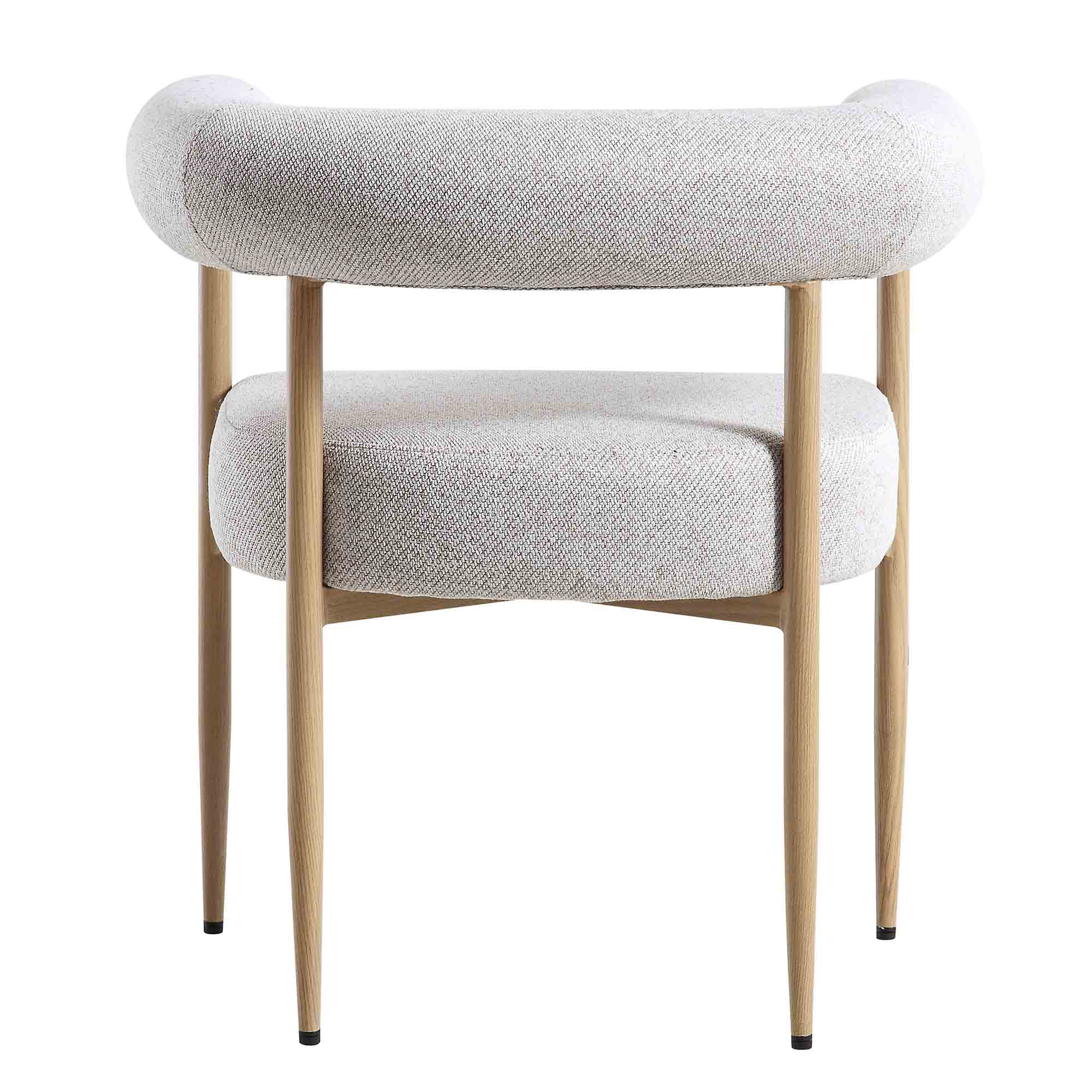 Fulbourn Beige Woven Dining Chair with Natural Wood Effect Legs - Image 8