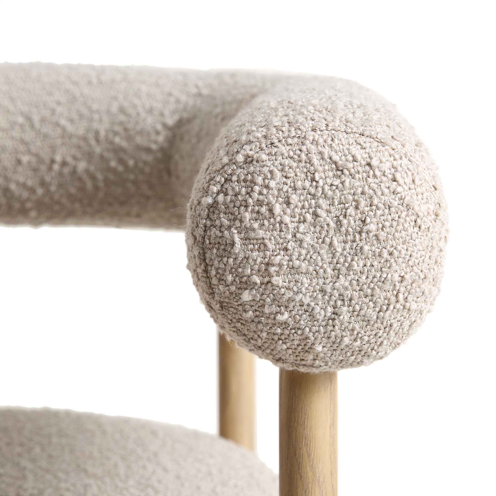 Fulbourn Taupe Boucle Counter Stool with Natural Wood Effect Legs - Image 10