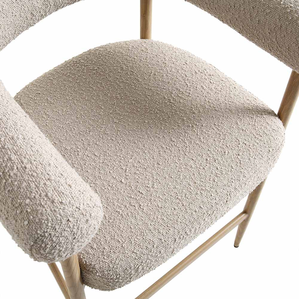 Fulbourn Taupe Boucle Counter Stool with Natural Wood Effect Legs - Image 11