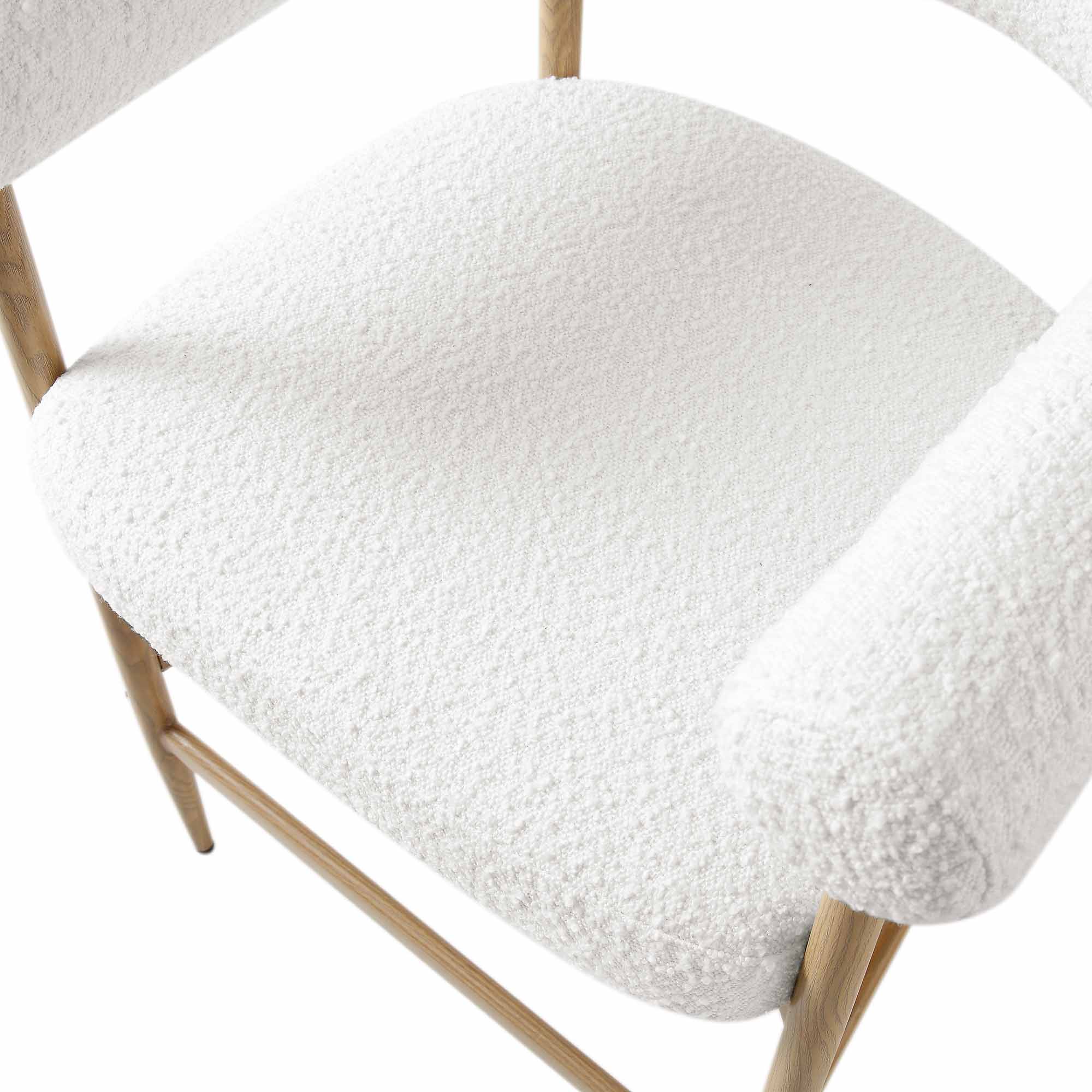 Fulbourn White Boucle Counter Stool with Natural Wood Effect Legs - Image 10
