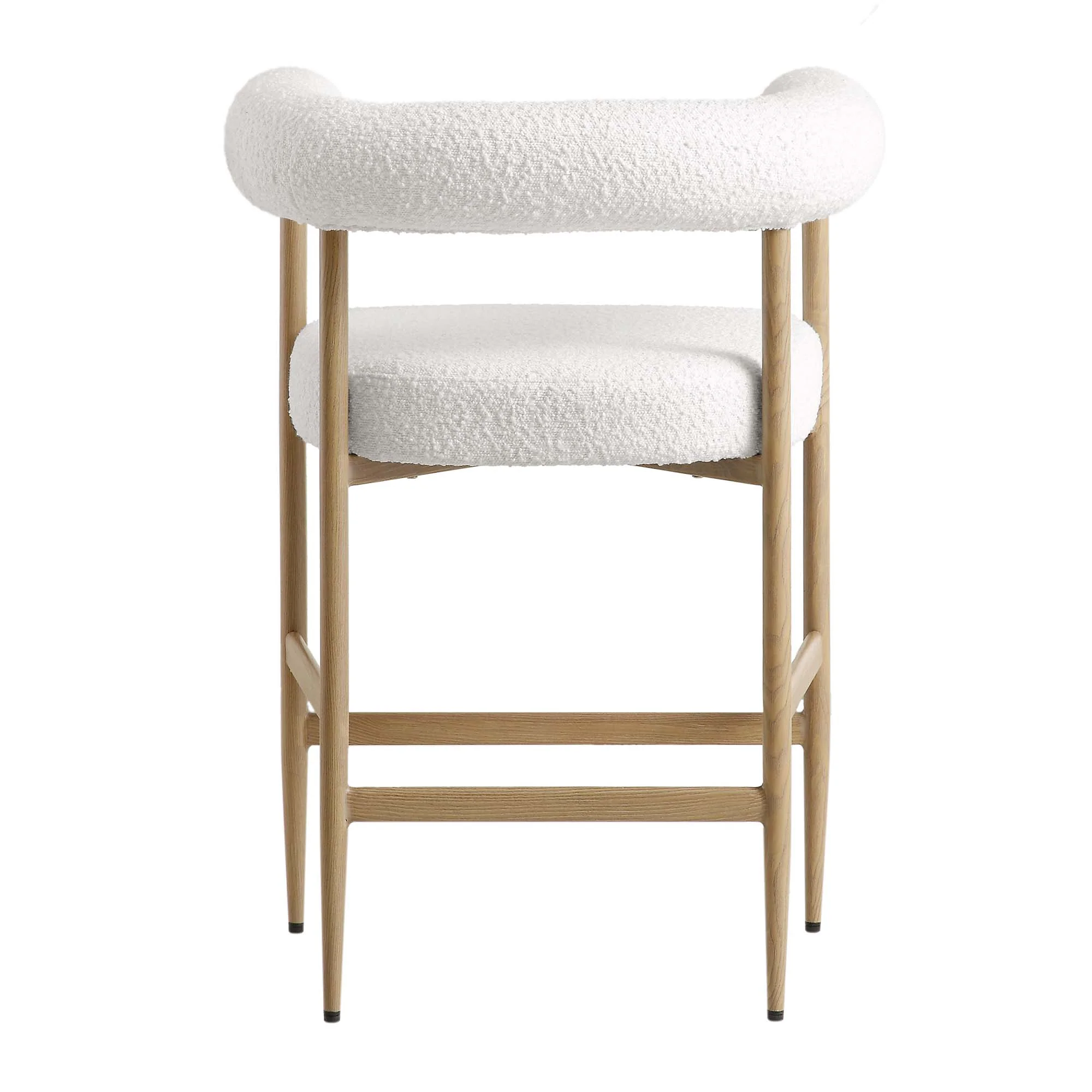 Fulbourn White Boucle Counter Stool with Natural Wood Effect Legs - Image 8