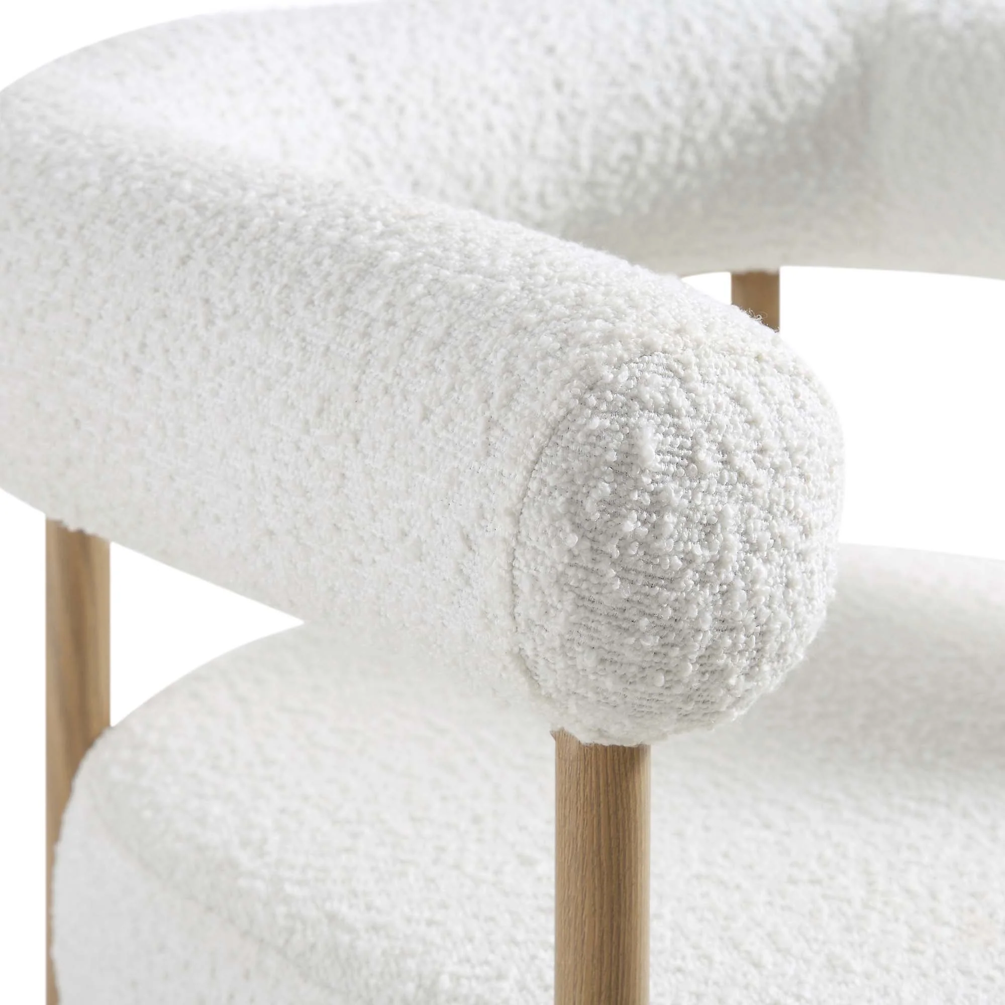 Fulbourn White Boucle Dining Chair with Natural Wood Effect Legs - Image 11