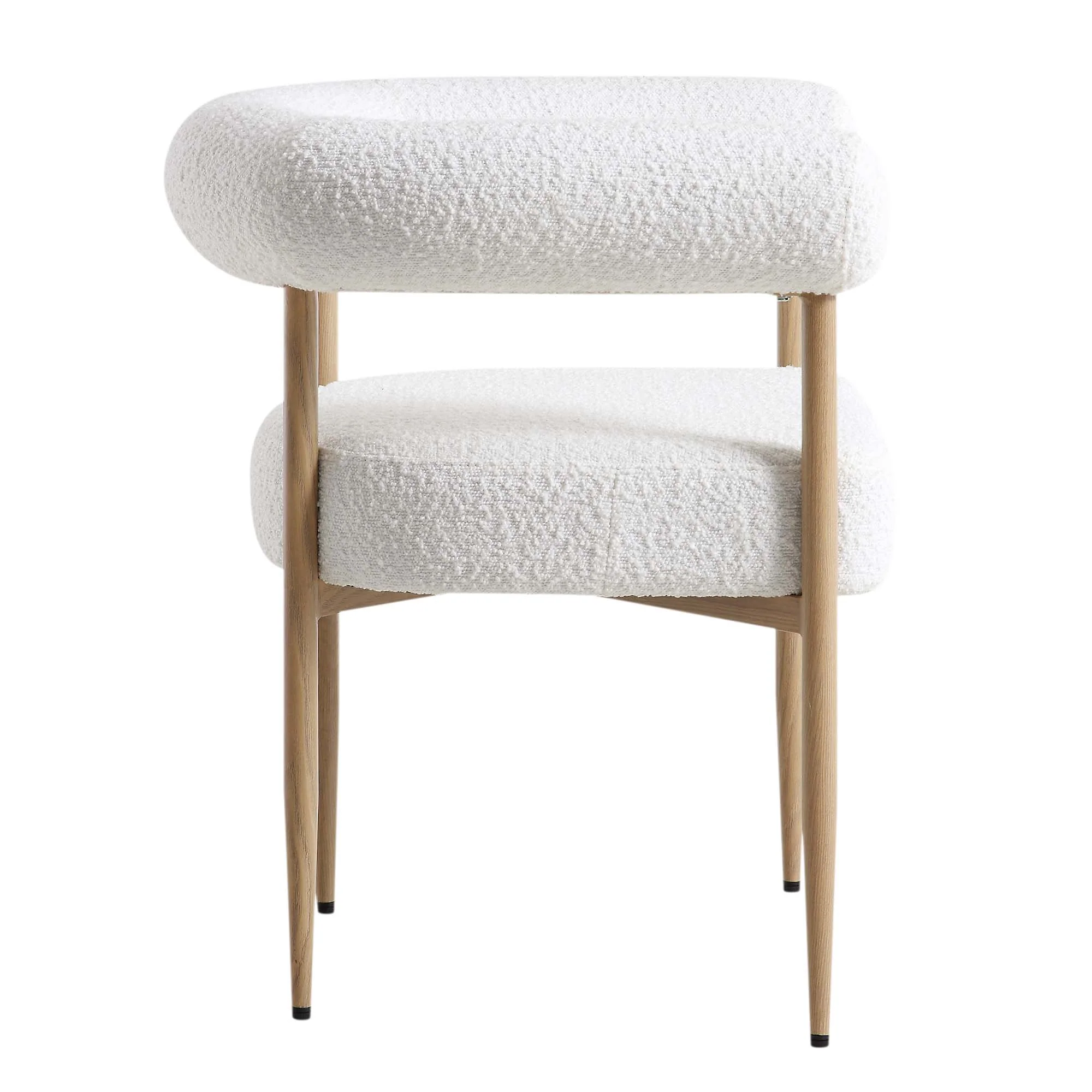 Fulbourn White Boucle Dining Chair with Natural Wood Effect Legs - Image 7