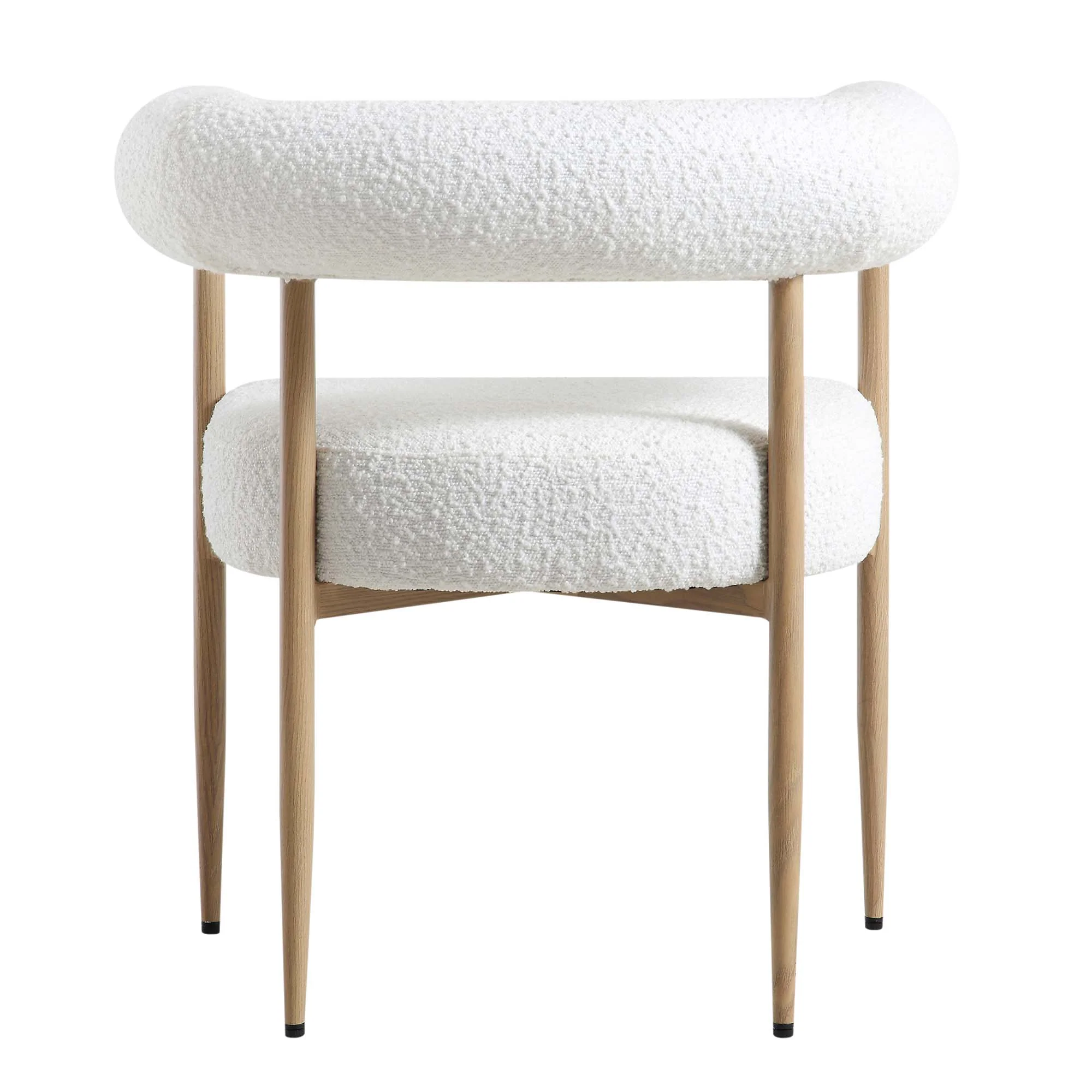 Fulbourn White Boucle Dining Chair with Natural Wood Effect Legs - Image 9