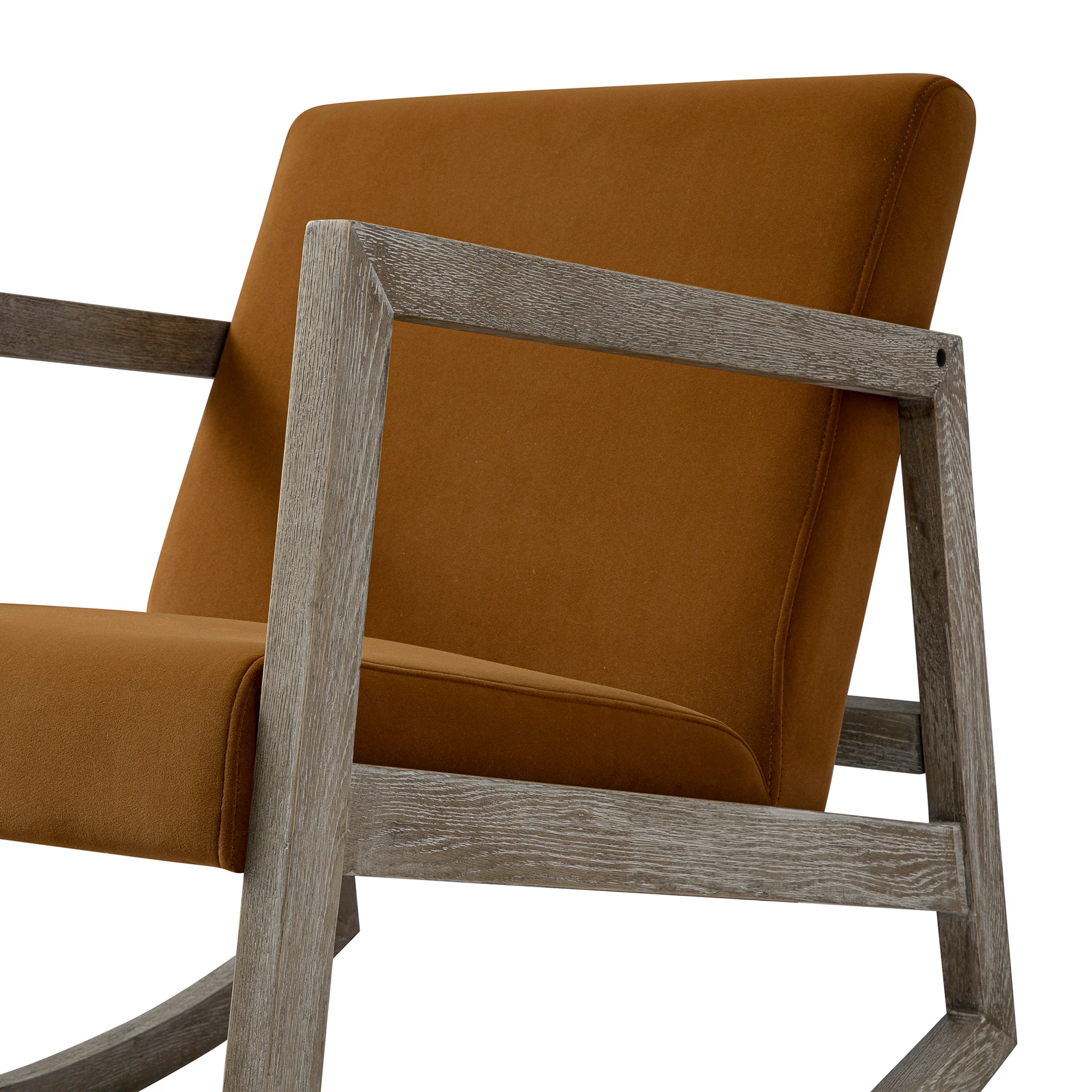 Fyne Cinnamon Velvet Rocking Weathered Oak Armchair - Image 13