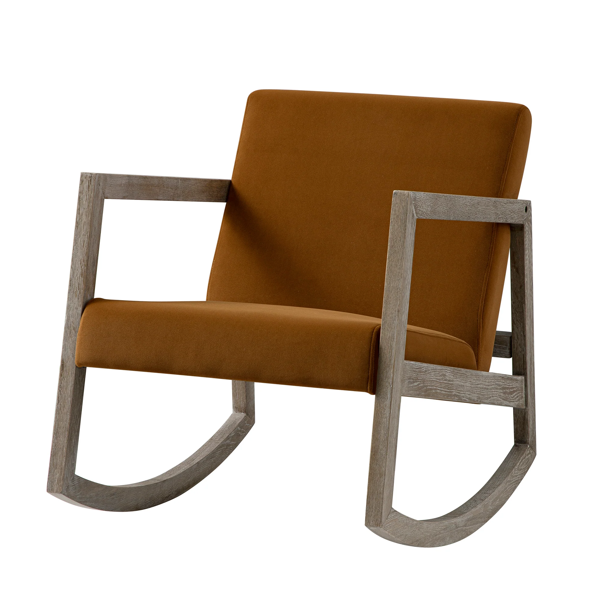 Fyne Cinnamon Velvet Rocking Weathered Oak Armchair - Image 7